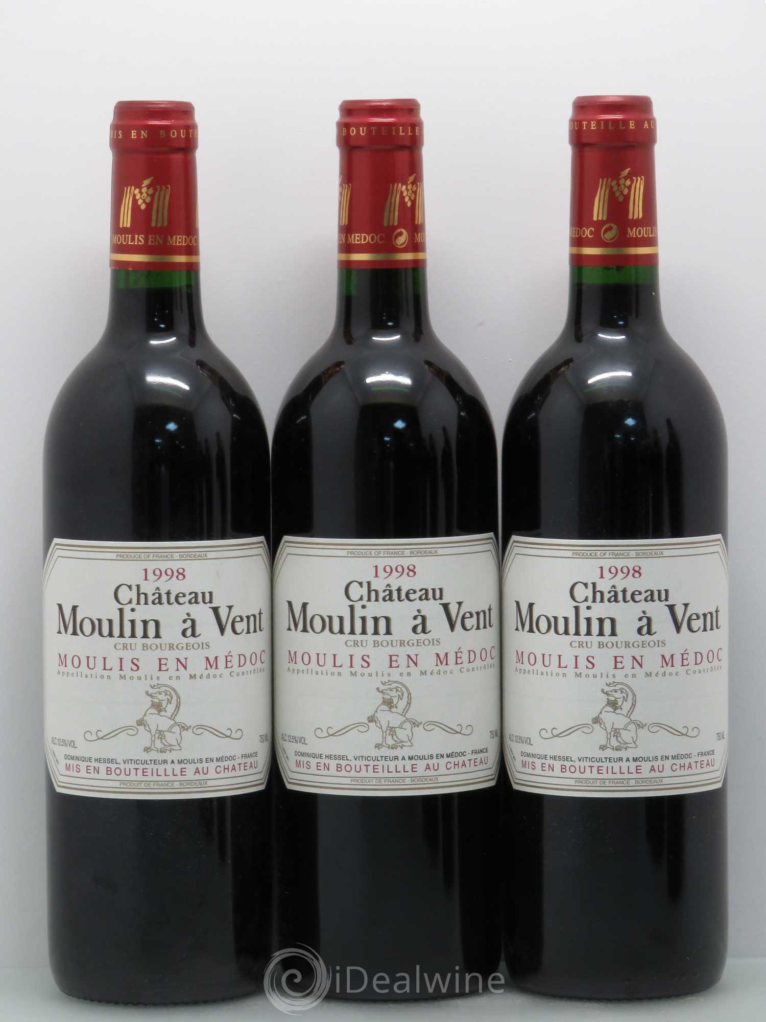 Château Moulin à Vent Cru Bourgeois Moulis en Médoc 1998 - Lotto di 6 bottiglie - 1