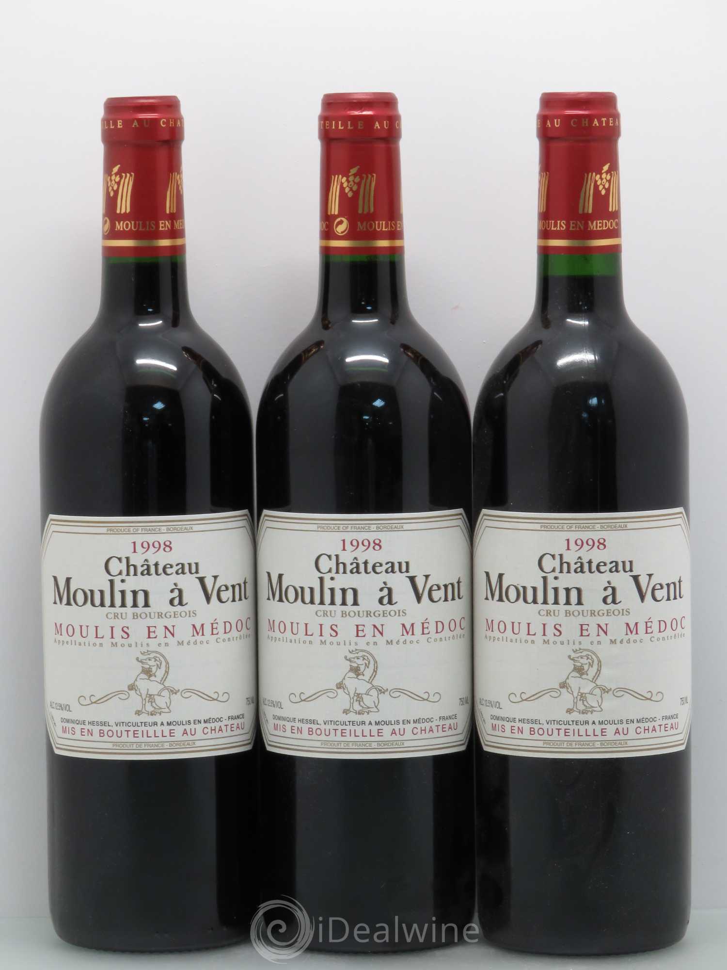 Château Moulin à Vent Cru Bourgeois Moulis en Médoc 1998 - Lotto di 6 bottiglie - 2