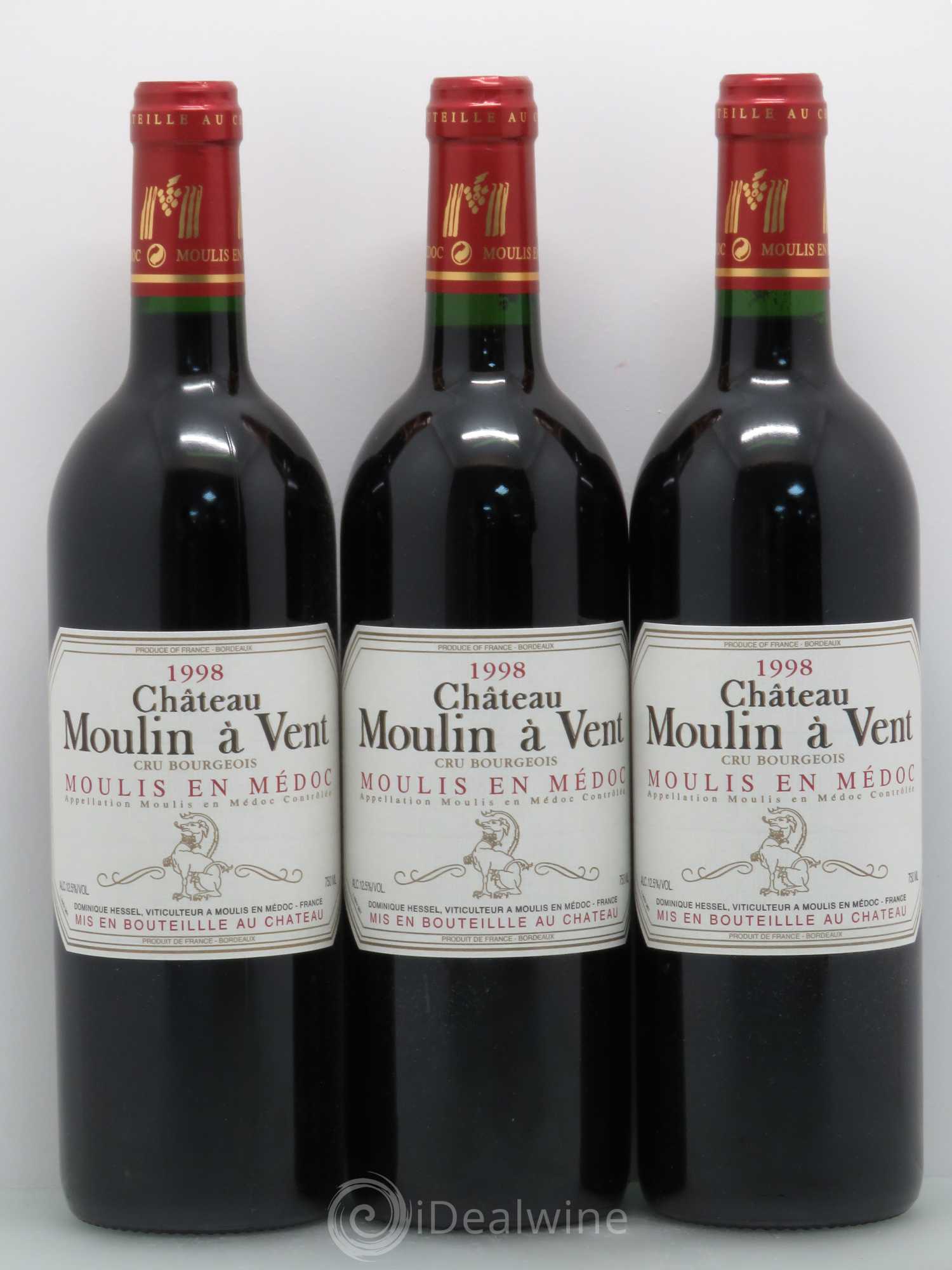 Château Moulin à Vent Cru Bourgeois 1998 - Lot de 6 bouteilles - 1
