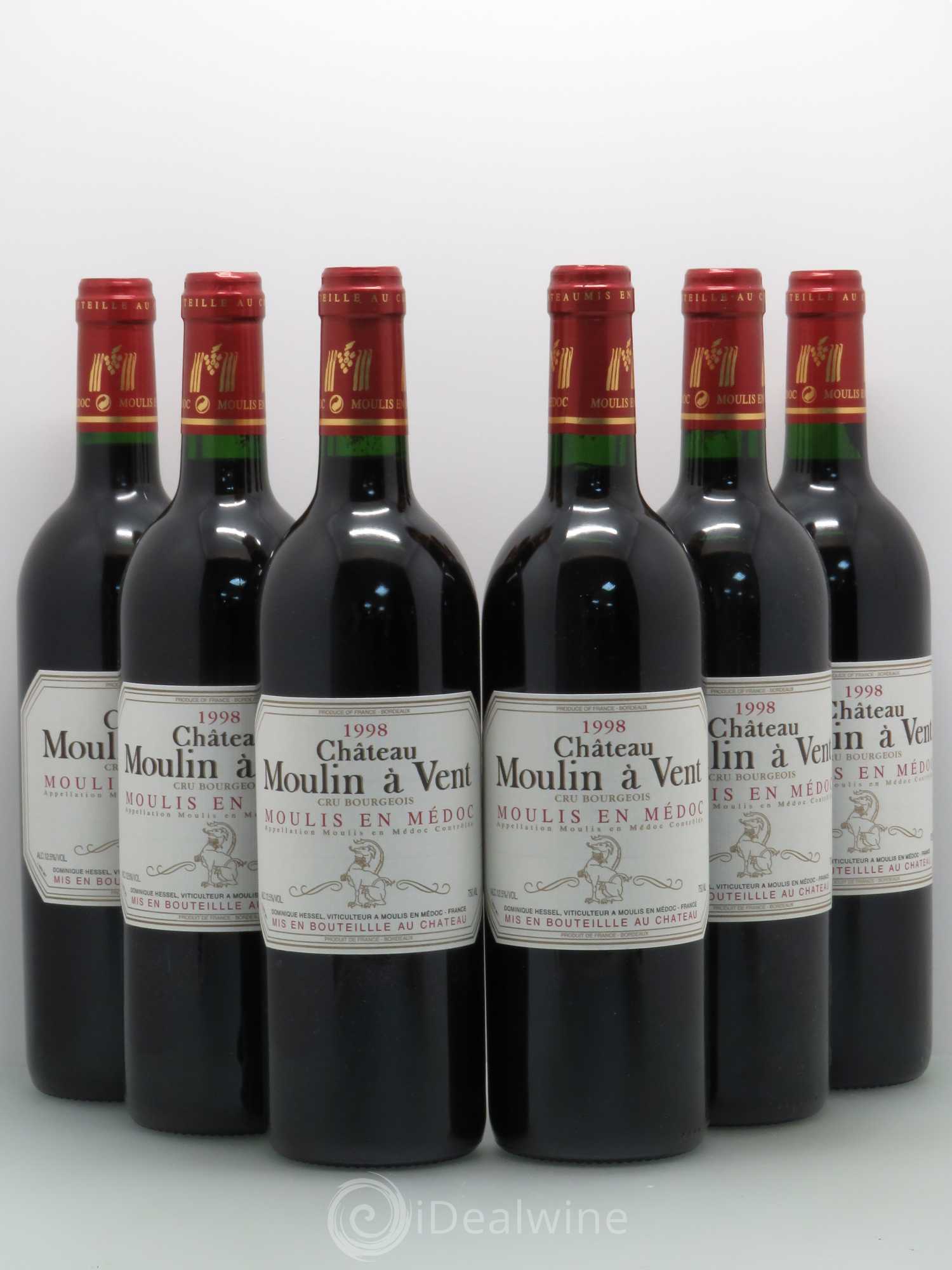 Château Moulin à Vent Cru Bourgeois 1998 - Lot de 6 bouteilles - 0