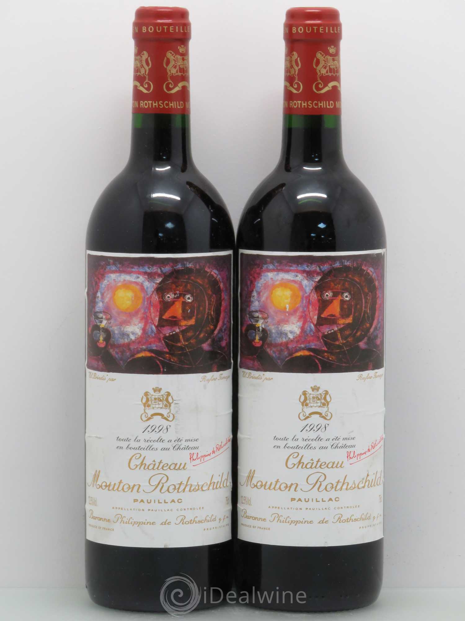 Château Mouton Rothschild 1er Grand Cru Classé 1998 - Lot de 2 bouteilles - 0