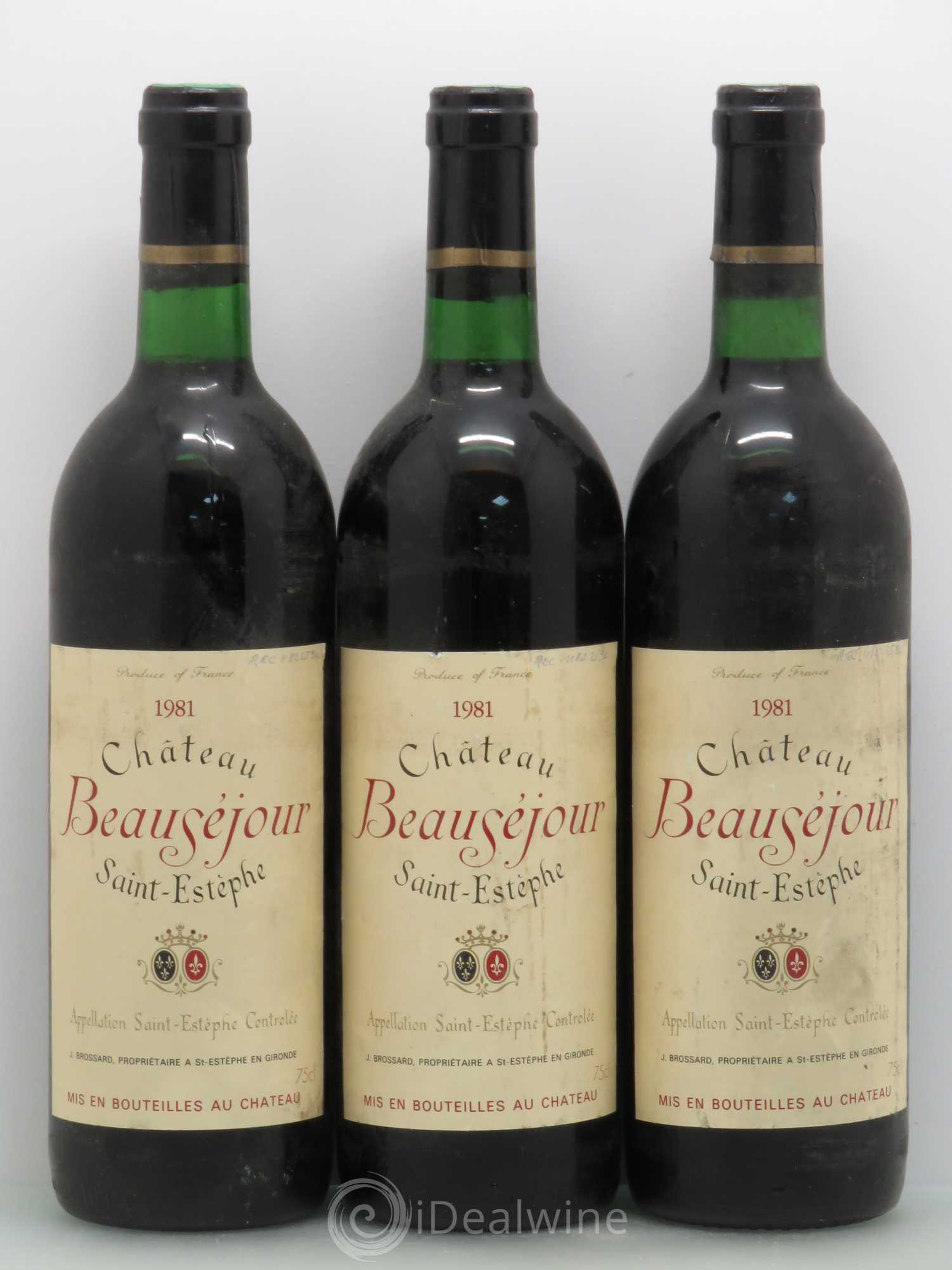 Saint-Estèphe Château Beuséjour 1981 - Posten von 3 Flaschen - 0