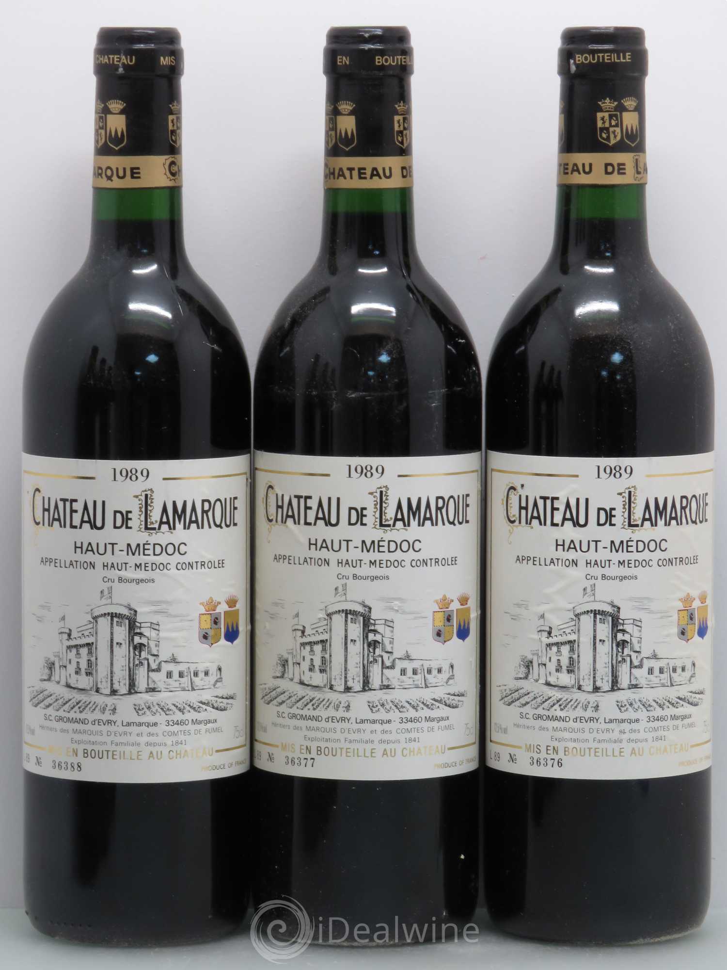 Château de Lamarque Cru Bourgeois 1989 - Lot de 3 bouteilles - 0