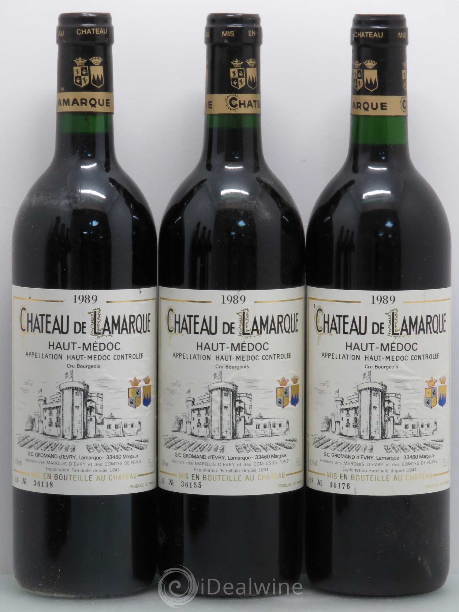 Château de Lamarque Cru Bourgeois 1989 - Lot de 3 bouteilles - 0