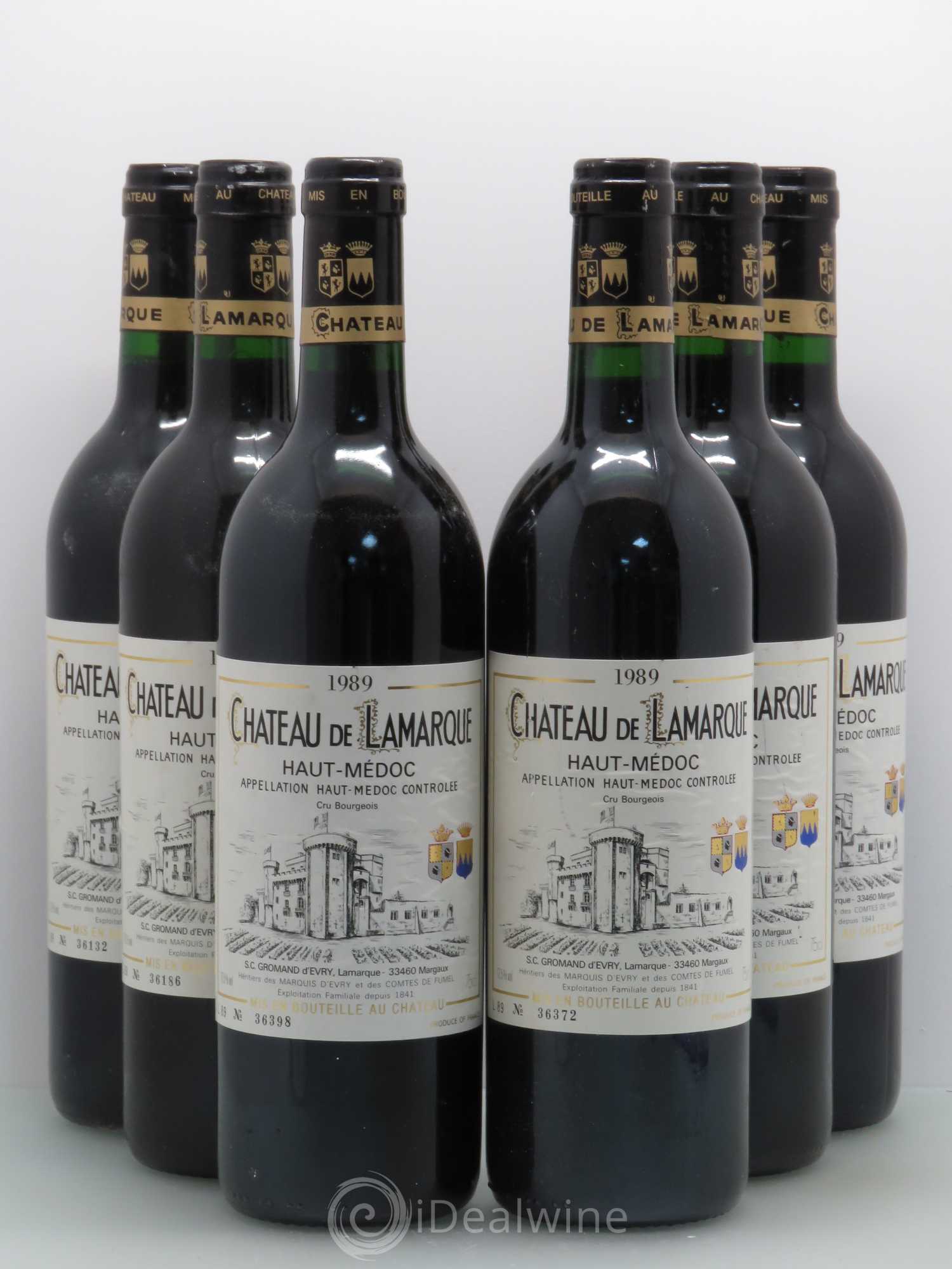 Château de Lamarque Cru Bourgeois 1989 - Lot de 6 bouteilles - 0