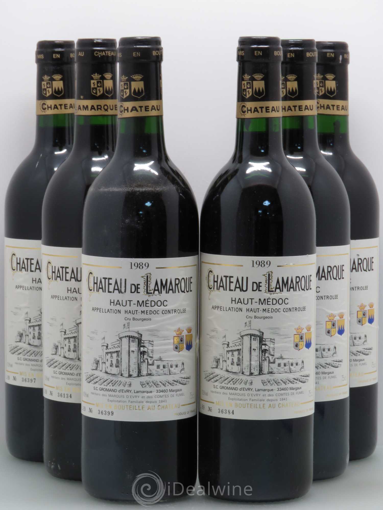 Château de Lamarque Cru Bourgeois 1989 - Lot de 6 bouteilles - 0