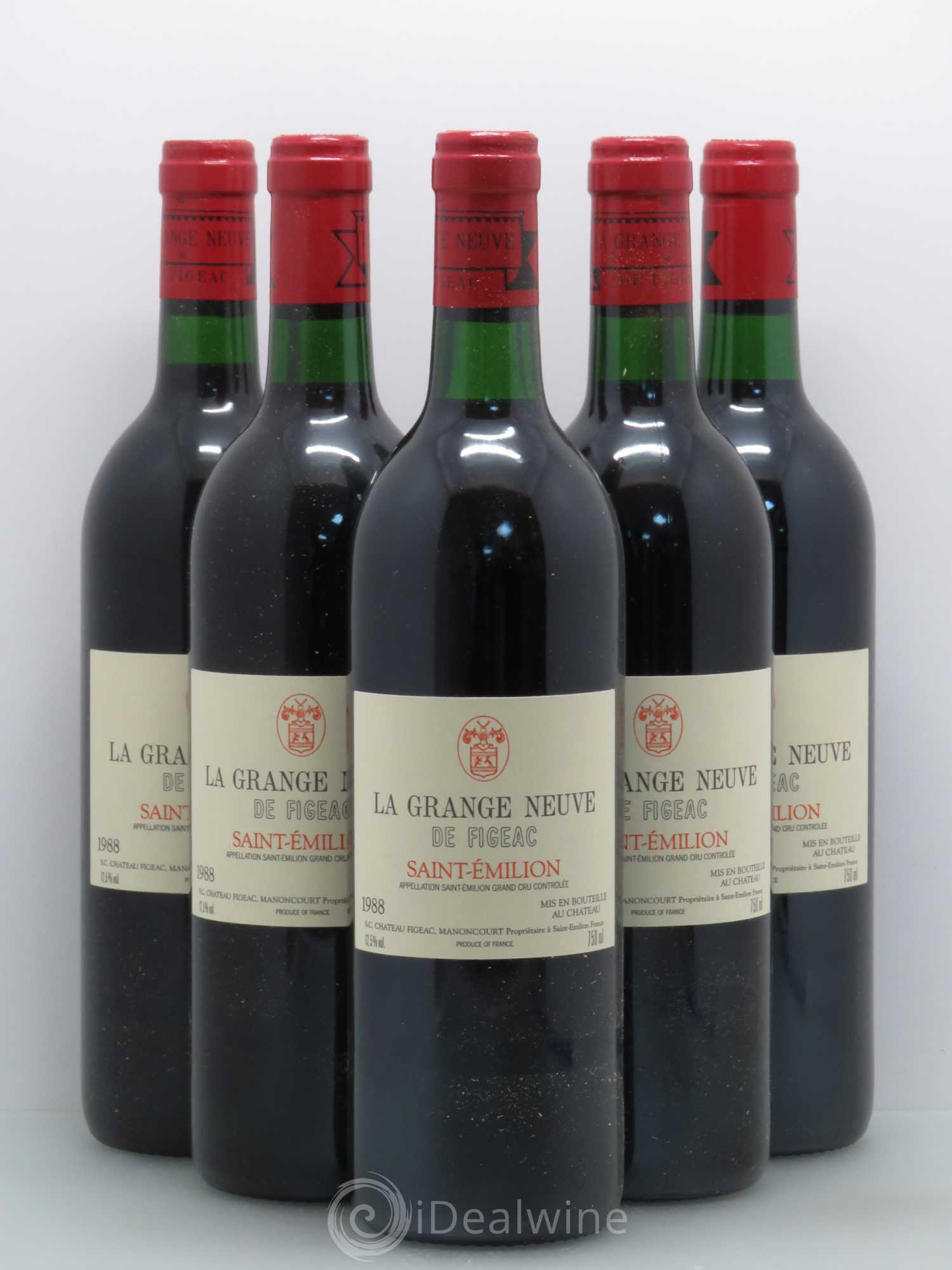 Château La Grange Neuve de Figeac 1988 - Lot de 5 bouteilles - 0