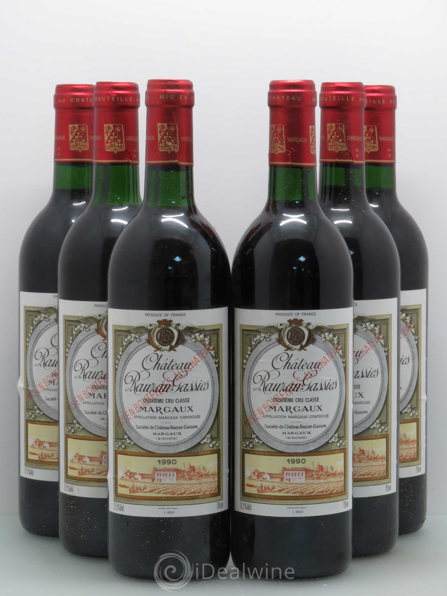 Château Rauzan-Gassies 2ème Grand Cru Classé 1990 - Lot de 6 bouteilles - 0