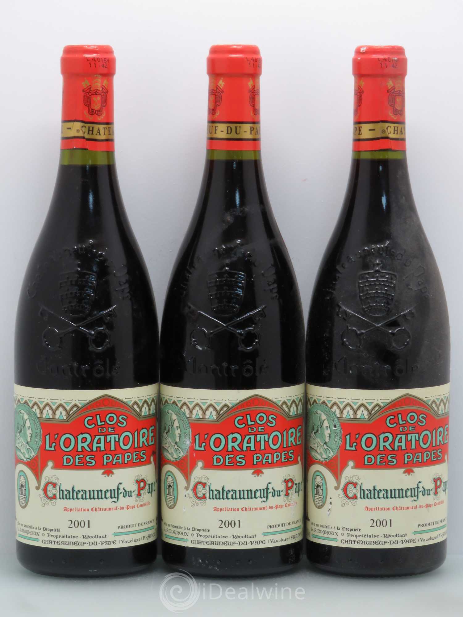 Châteauneuf-du-Pape Clos de l'Oratoire des Papes 2001 - Lot de 3 bouteilles - 0