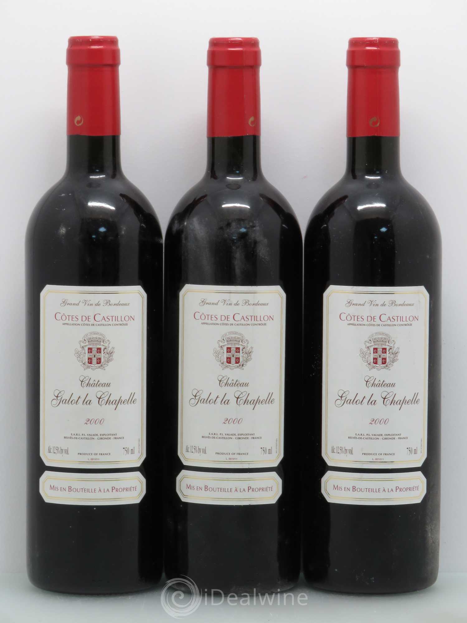 Castillon-Côtes-de-Bordeaux (Côtes-de-Castillon) Château Galot La Chapelle 2000 - Posten von 1 Flasche - 0