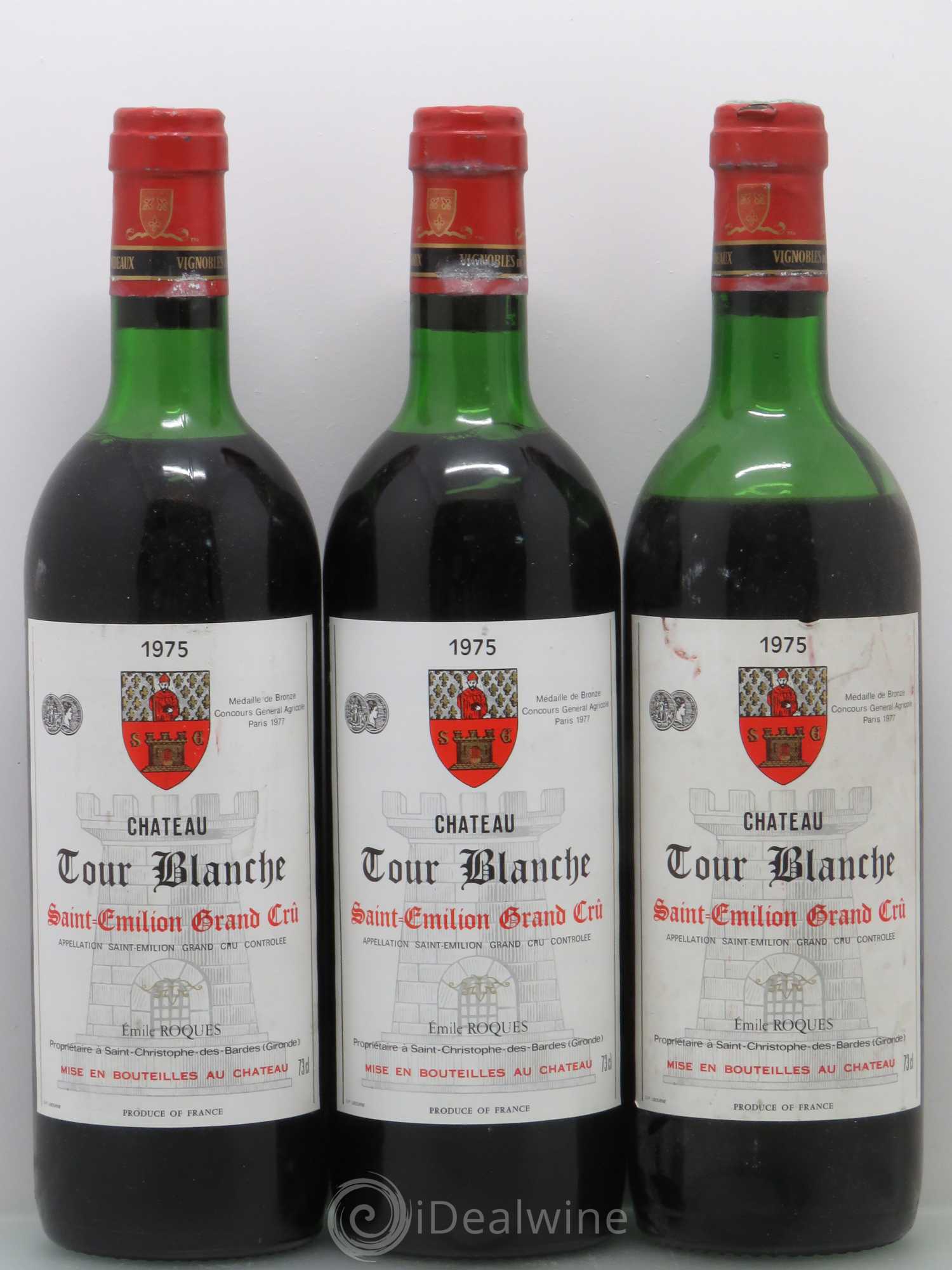 Château Tour Blanche Cru Bourgeois 1975 - Lot de 3 bouteilles - 0