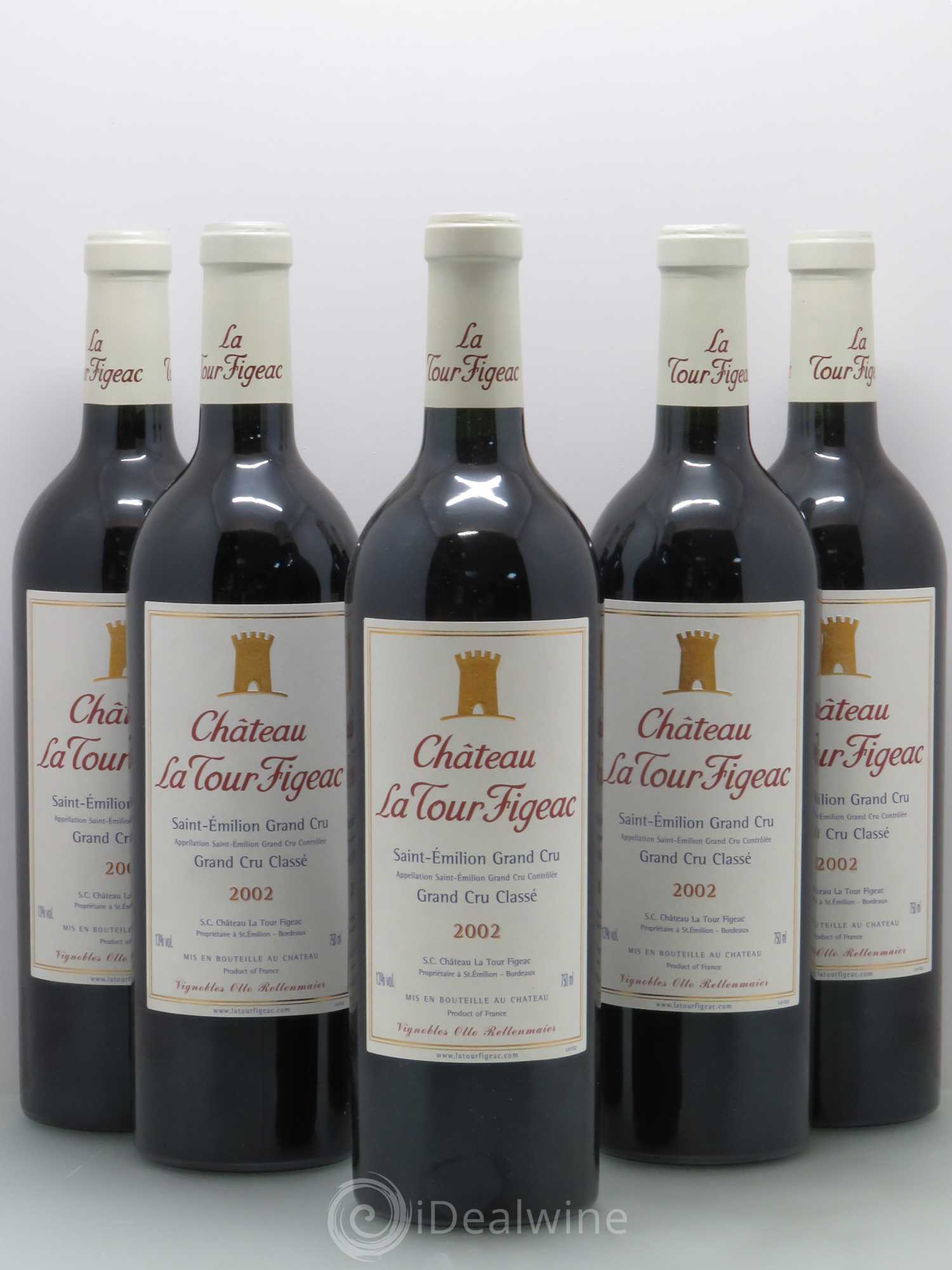 Château la Tour Figeac Grand Cru Classé 2002 - Lot de 5 bouteilles - 0