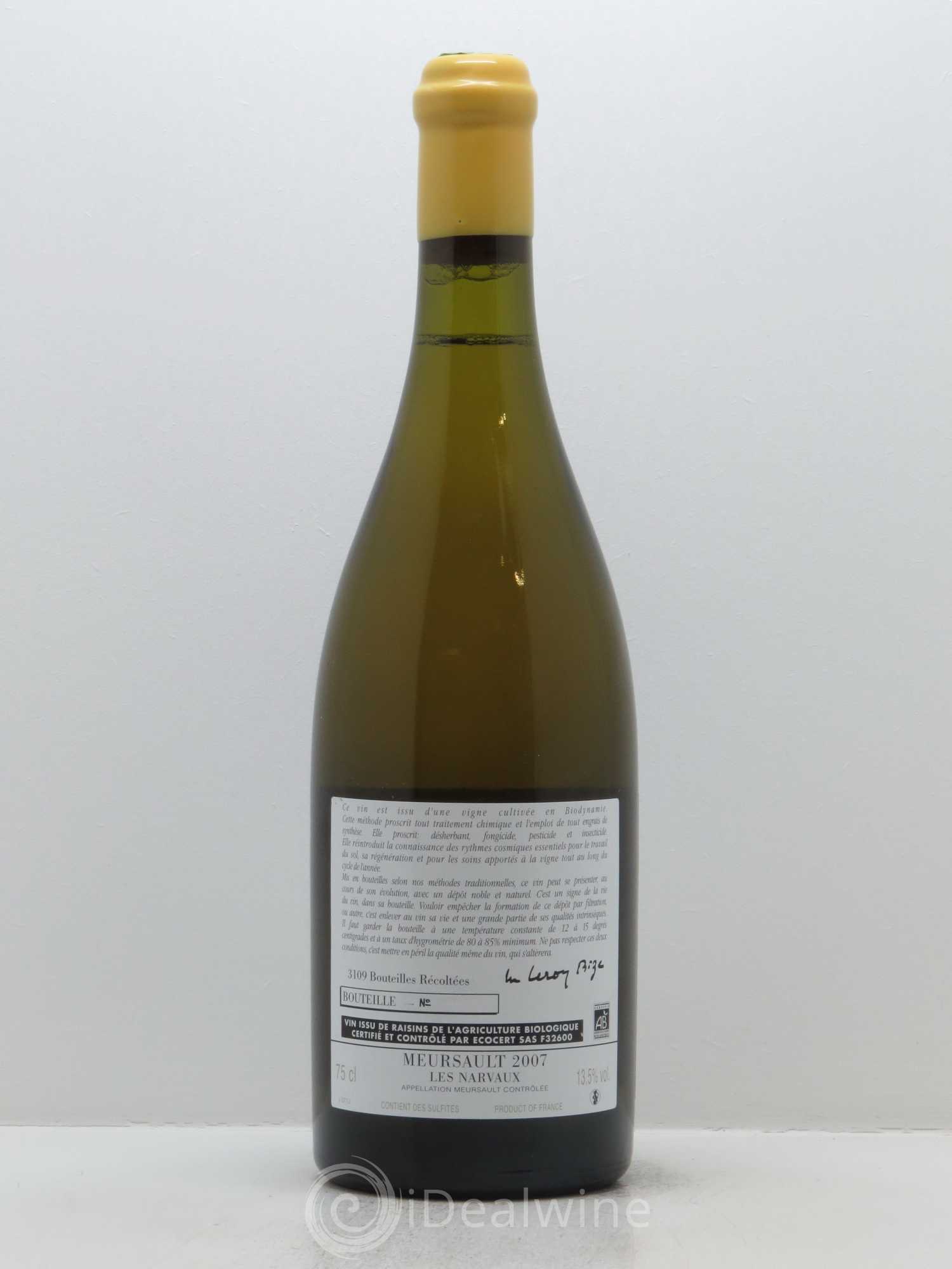 Meursault Les Narvaux d'Auvenay (Domaine) 2007 - Lot de 1 bouteille - 1