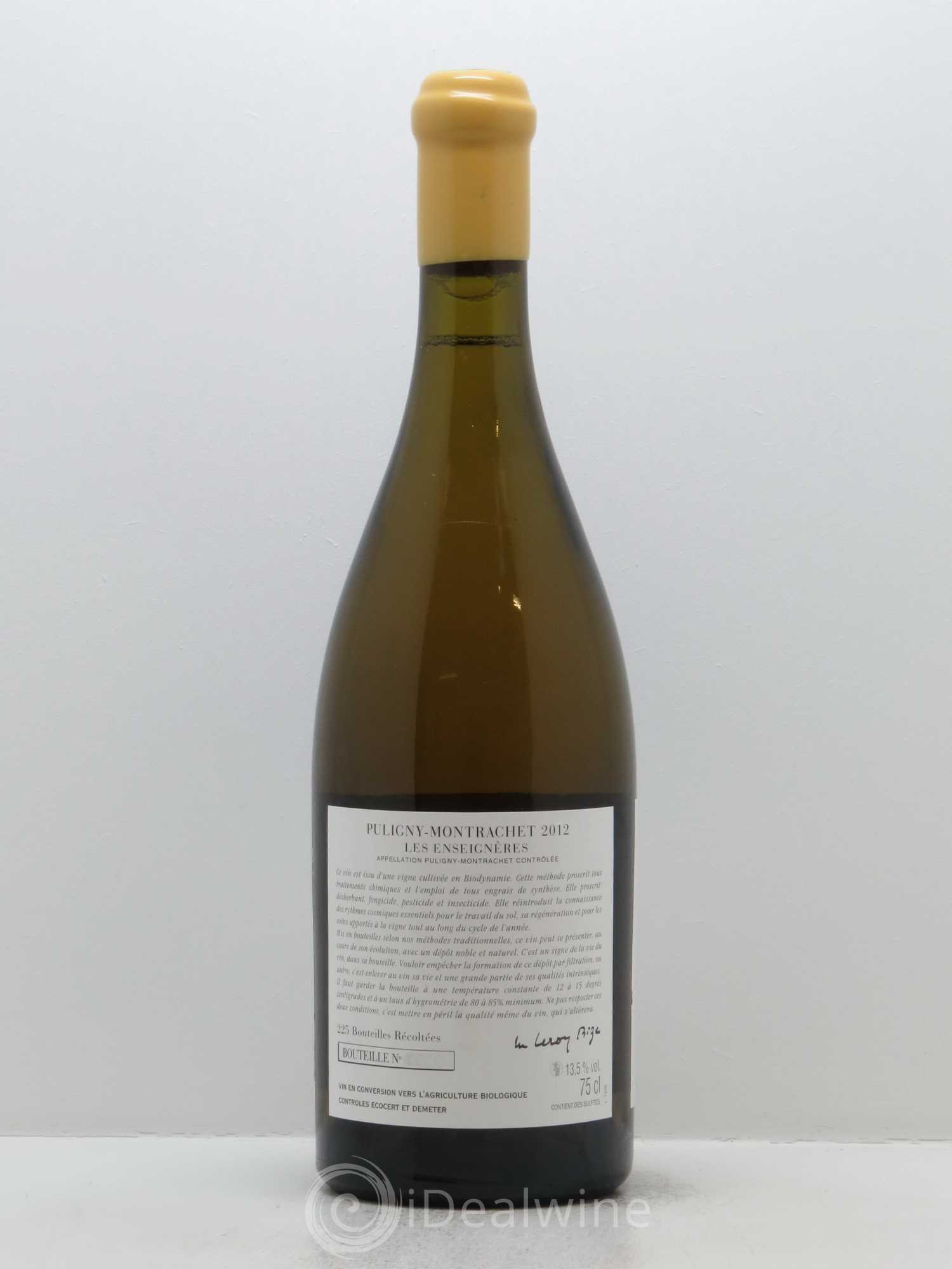 Puligny-Montrachet Les Enseignères d'Auvenay (Domaine) 2012 - Lot de 1 bouteille - 1
