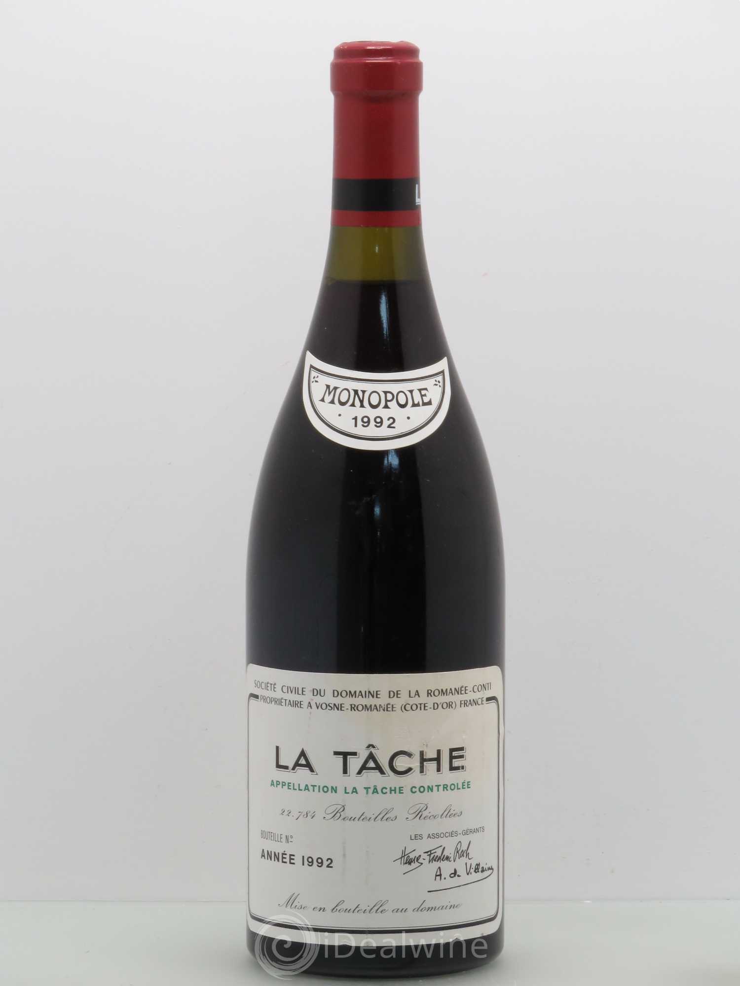 La Tâche Grand Cru Domaine de la Romanée-Conti 1992 - Lot de 1 bouteille - 0