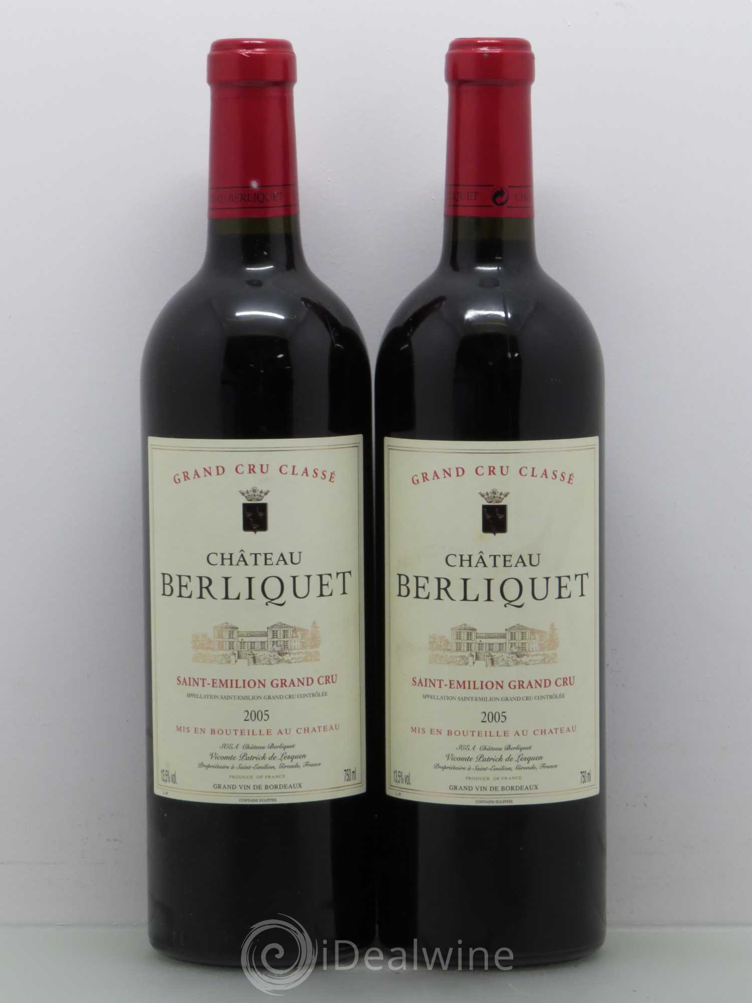 Château Berliquet Grand Cru Classé (sans prix de réserve) 2005 - Lot de 2 bouteilles - 0