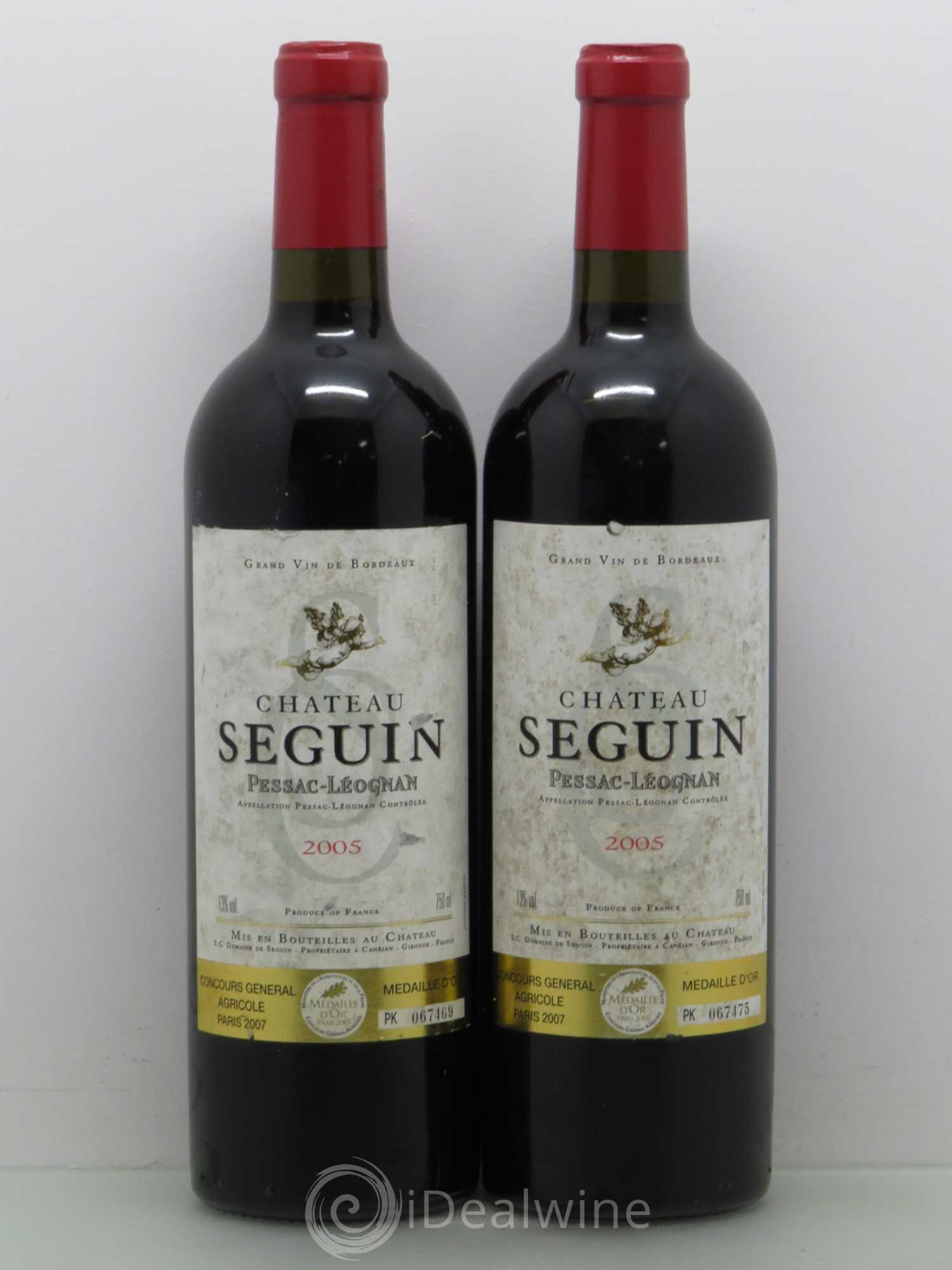 Pessac-Léognan Château Seguin (sans prix de réserve) 2005 - Posten von 2 Flaschen - 0