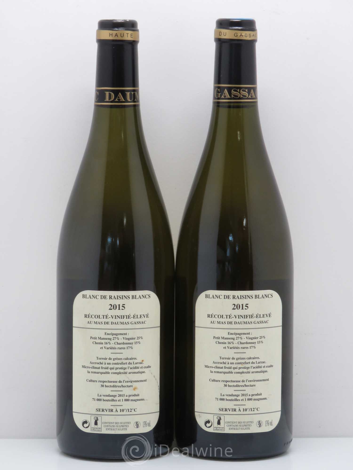 Saint-Guilhem-le-Désert - Cité d'Aniane Mas Daumas Gassac Famille Guibert de La Vaissière (senza prezzo di riserva) 2015 - Lotto di 2 bottiglie - 1
