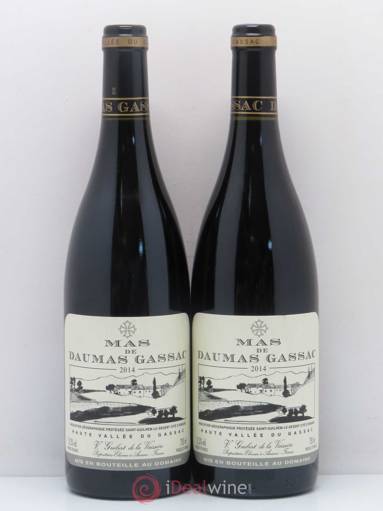 Saint-Guilhem-le-Désert - Cité d'Aniane Mas Daumas Gassac Famille Guibert de La Vaissière (sans prix de réserve) 2014 - Lot de 2 bouteilles - 0