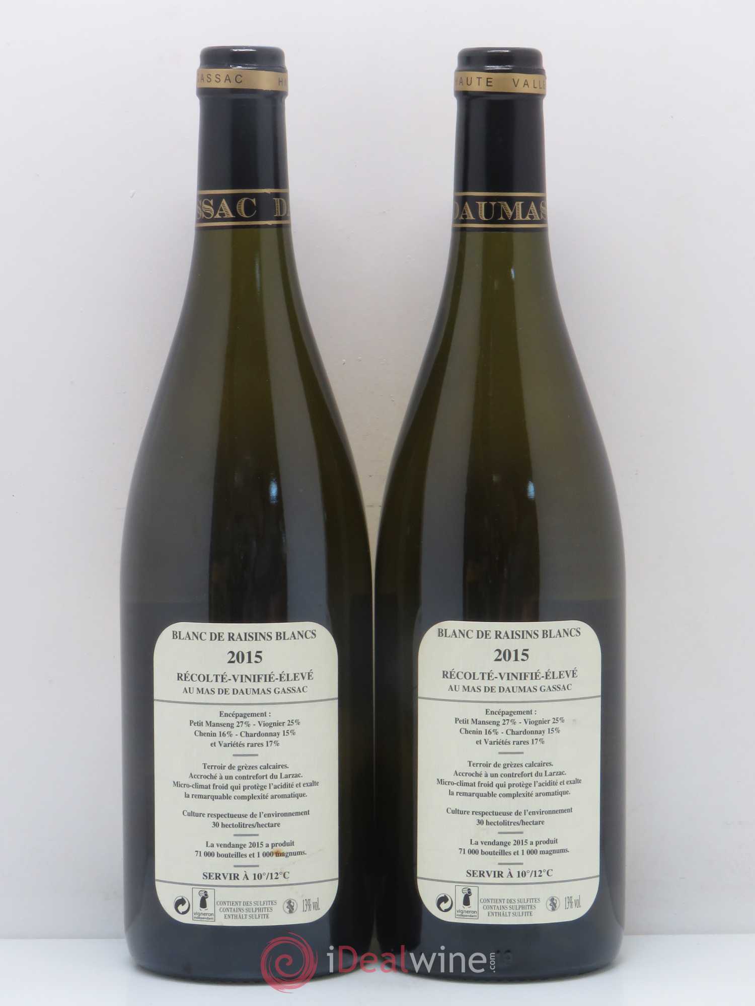 Saint-Guilhem-le-Désert - Cité d'Aniane Mas Daumas Gassac Famille Guibert de La Vaissière (sans prix de réserve) 2015 - Lot de 2 bouteilles - 1