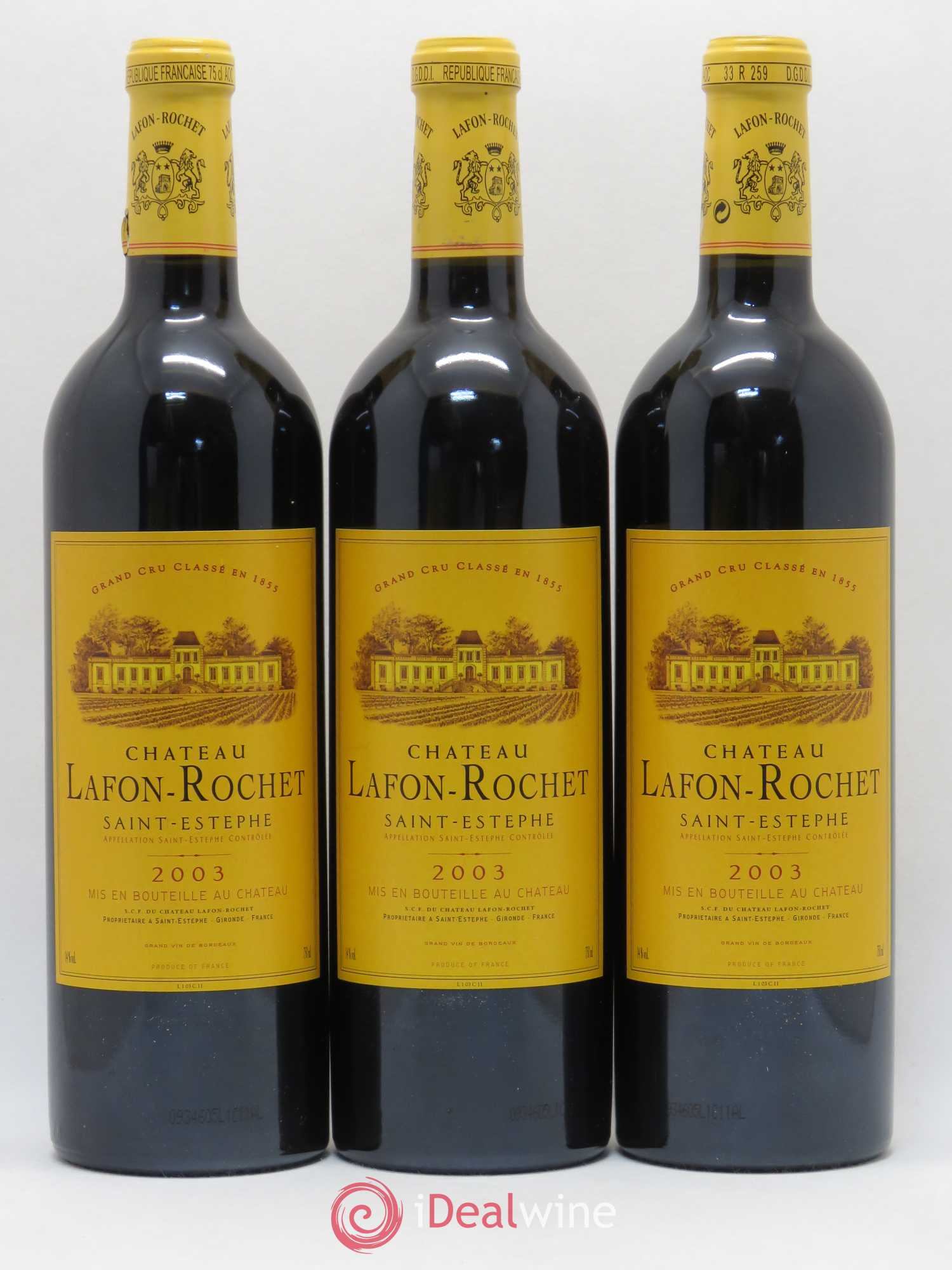 Château Lafon Rochet 4ème Grand Cru Classé 2003 - Lot de 3 bouteilles - 0