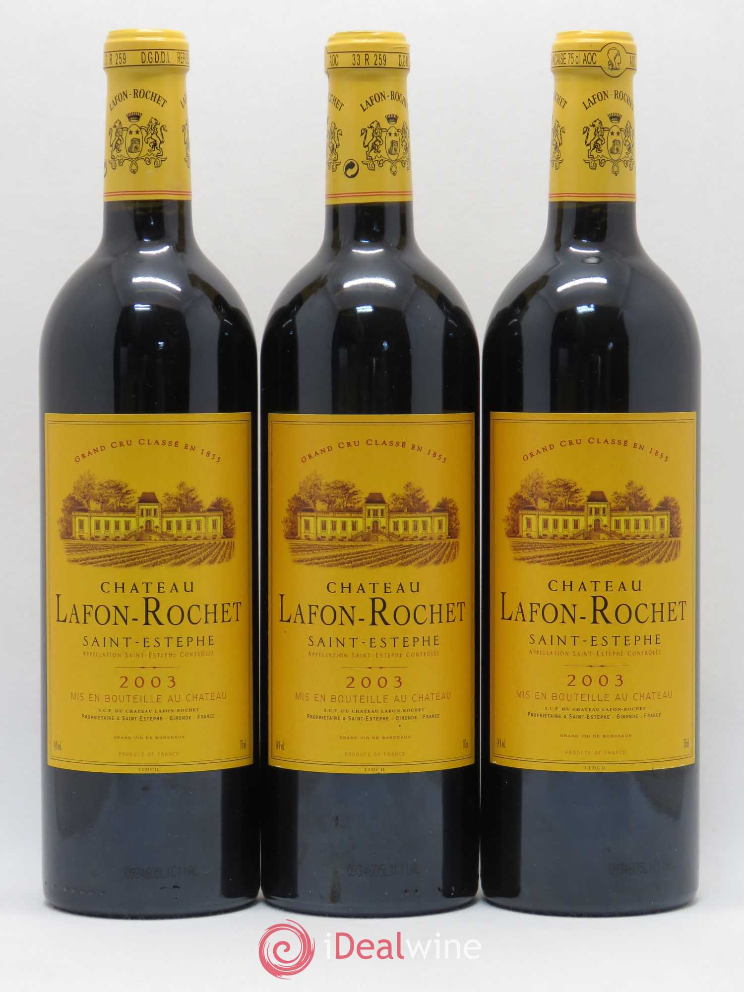 Château Lafon Rochet 4ème Grand Cru Classé 2003 - Lot de 3 bouteilles - 0