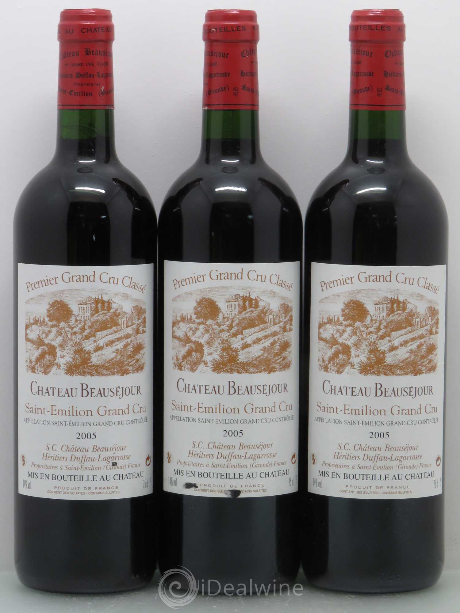 Château Beauséjour (Duffau-Lagarrosse) 1er Grand Cru Classé B 2005 - Lot de 3 bouteilles - 0