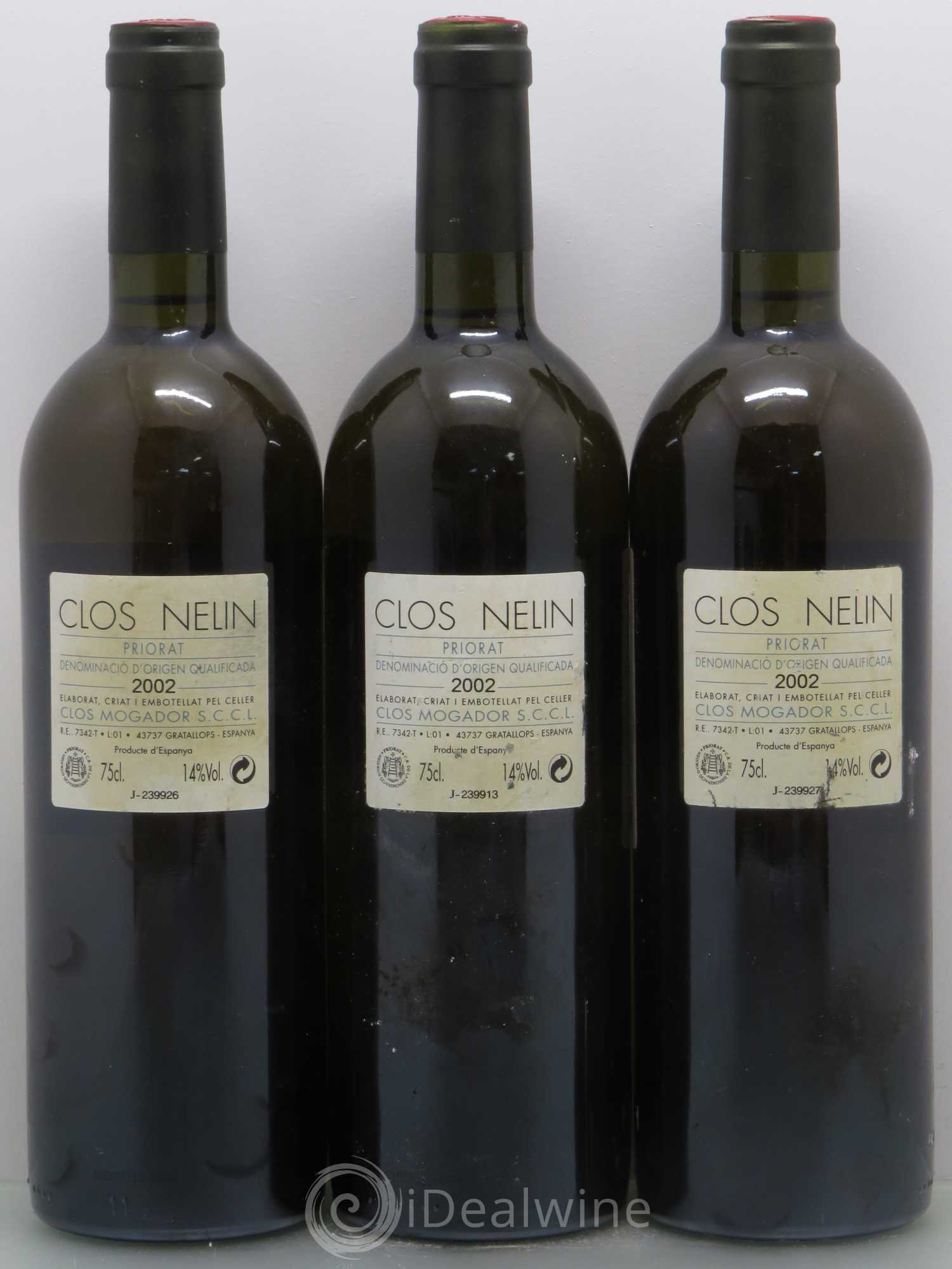 Espagne Priorat Clos Nelin Rene & Isabelle Barbier 2002 - Posten von 3 Flaschen - 1