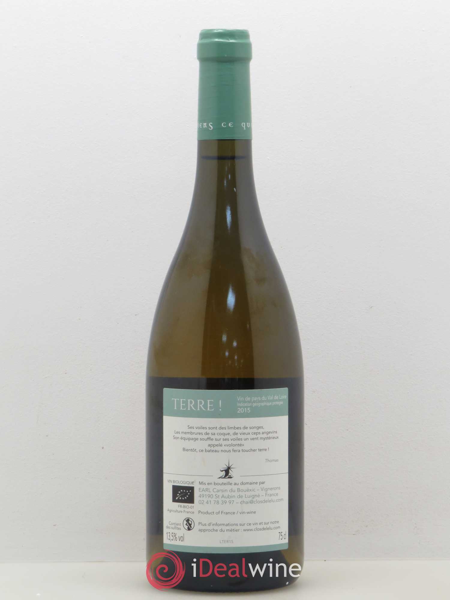 Divers Vin de pays du Val de Loire cuvée Terre Clos de l'Elu 2015 - Lot de 1 bouteille - 1