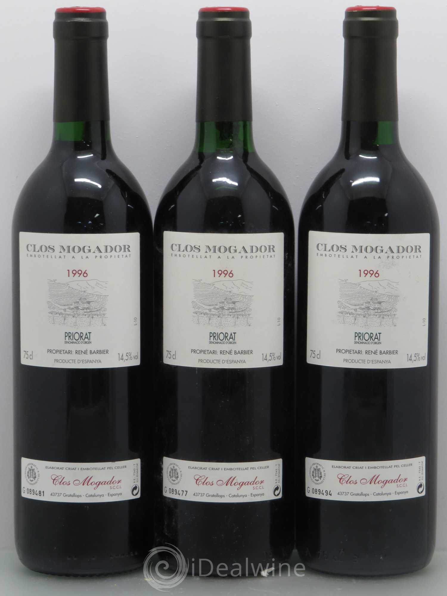 Priorat Clos Mogador DOCA René Barbier 1996 - Posten von 3 Flaschen - 0
