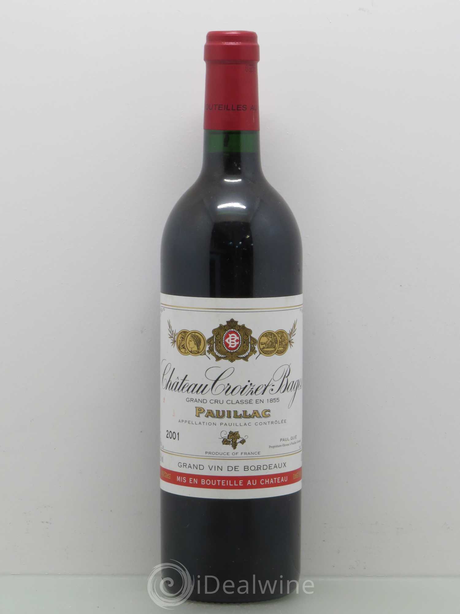 Château Croizet Bages 5ème Grand Cru Classé 2001 - Lot de 1 bouteille - 0