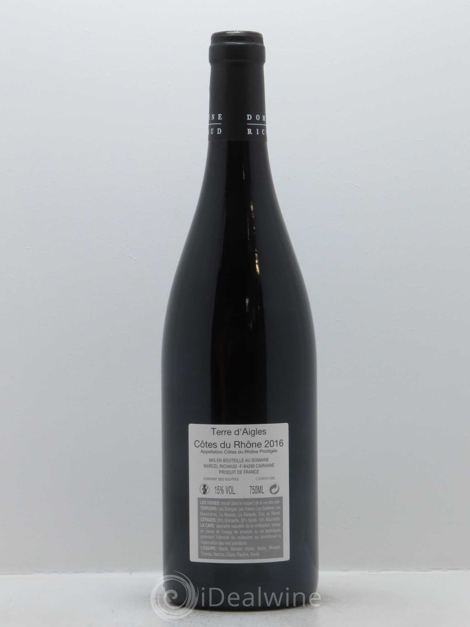Côtes-du-Rhône Terre d'Aigles Marcel Richaud 2016 - Lot de 1 bouteille - 1