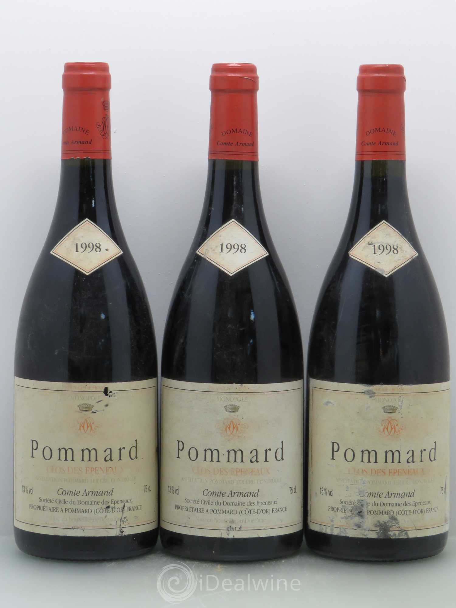 Pommard 1er Cru Clos des Epeneaux Comte Armand 1998 - Lot de 3 bouteilles - 0