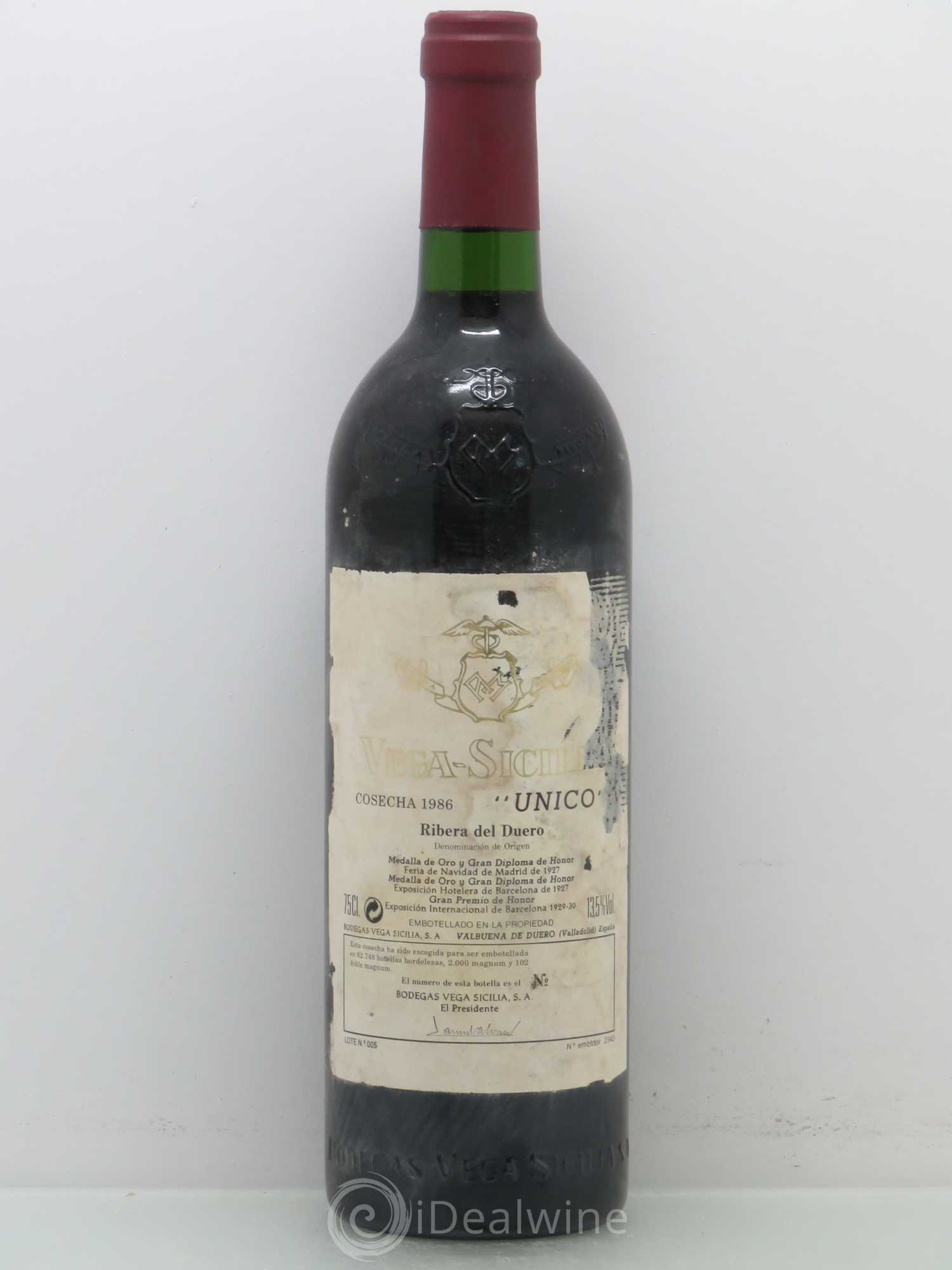 Ribera Del Duero DO Vega Sicilia Unico Famille Alvarez 1986 - Lot de 1 bouteille - 0