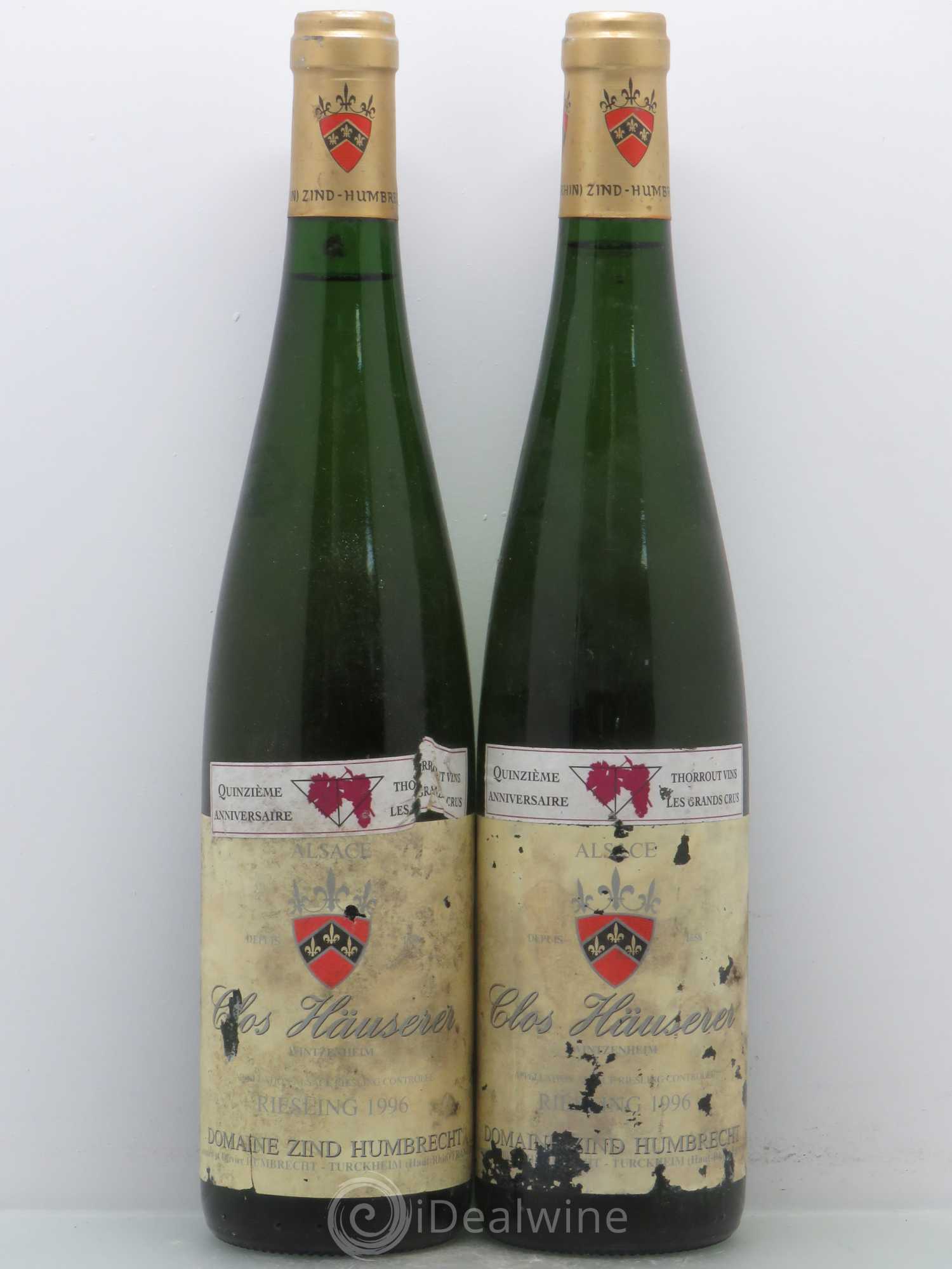 Alsace Riesling Clos Hauserer Zind-Humbrecht (Domaine) 1996 - Lot de 2 bouteilles - 0