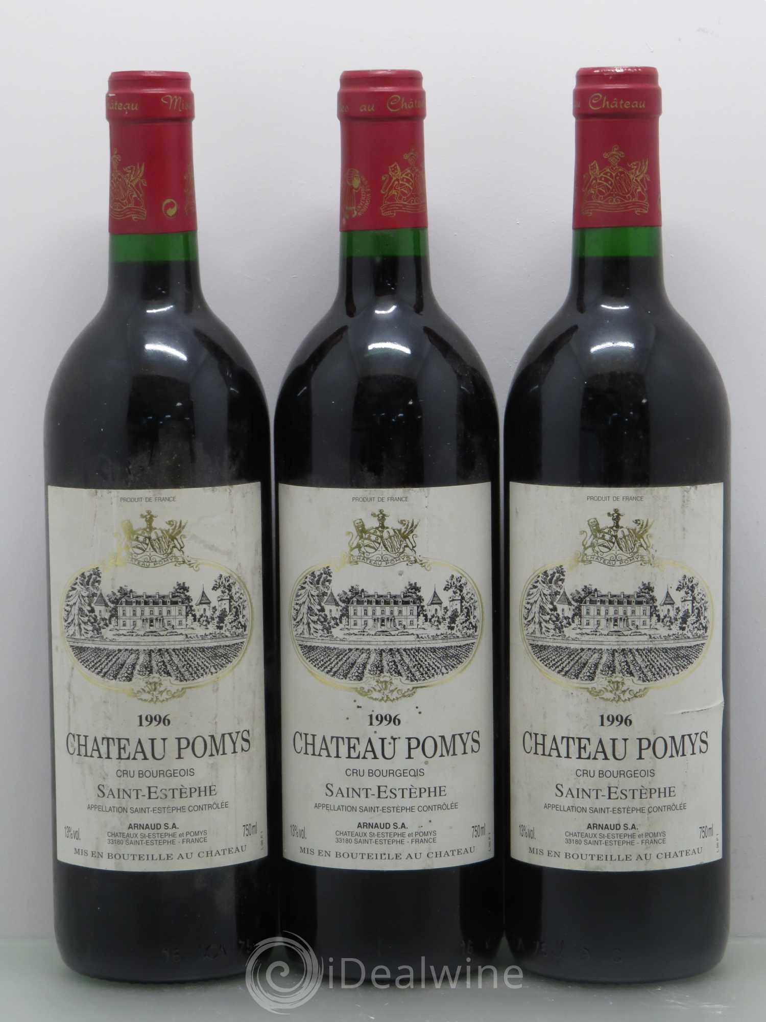 Château Pomys Cru Bourgeois 1996 - Lot de 3 bouteilles - 0