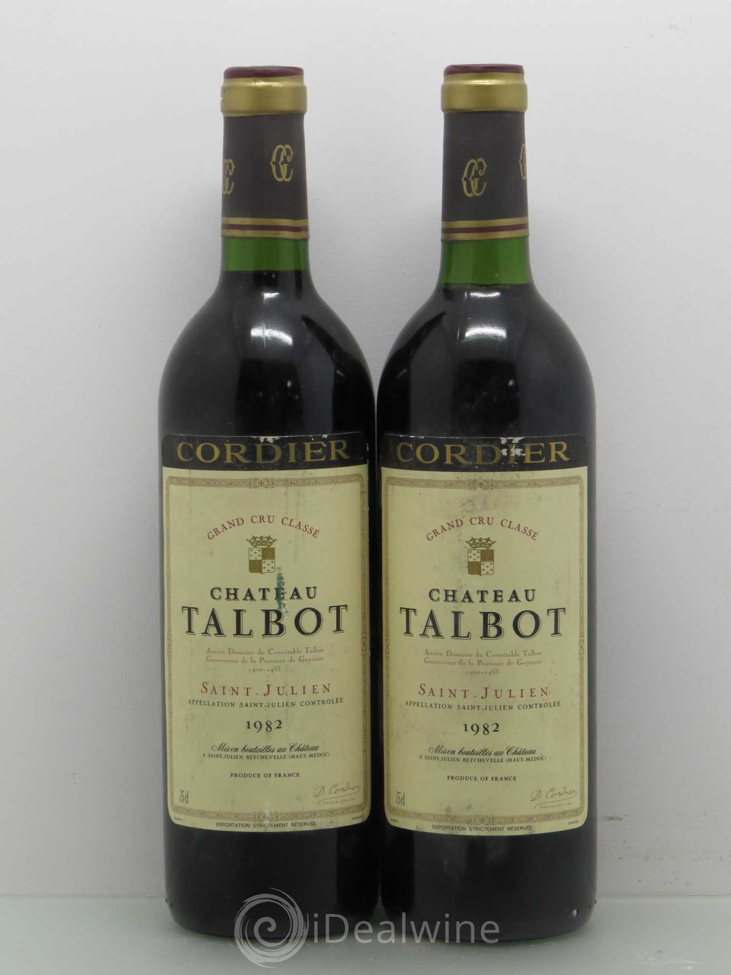 Château Talbot 4ème Grand Cru Classé 1982 - Lot de 2 bouteilles - 0