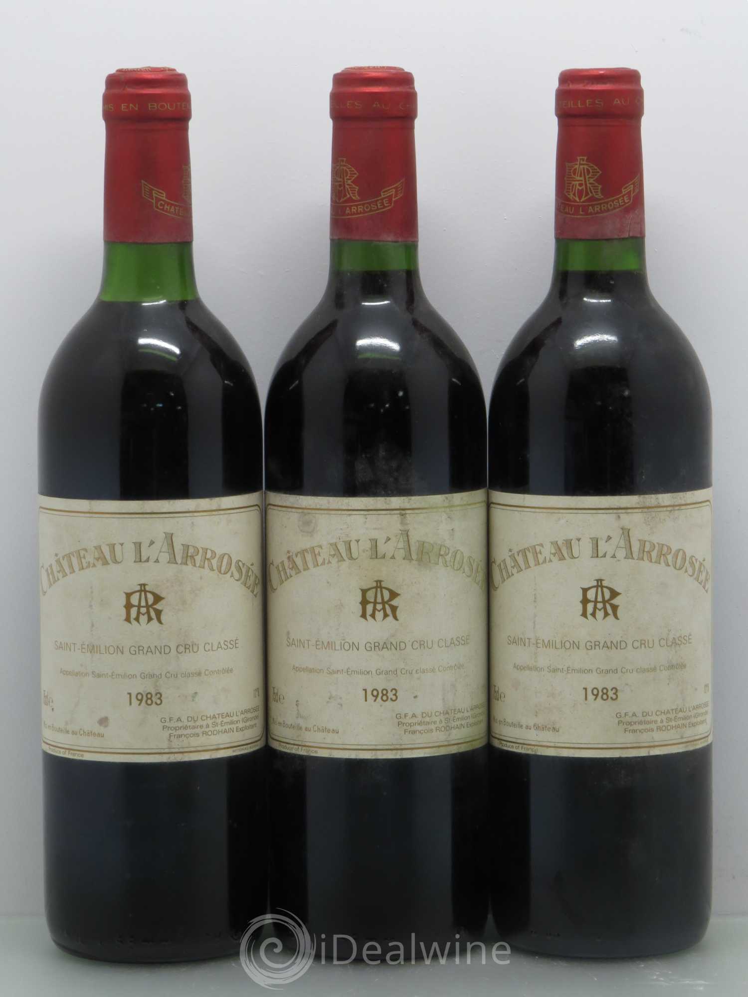 Château l' Arrosée Grand Cru Classé 1983 - Lot de 3 bouteilles - 0