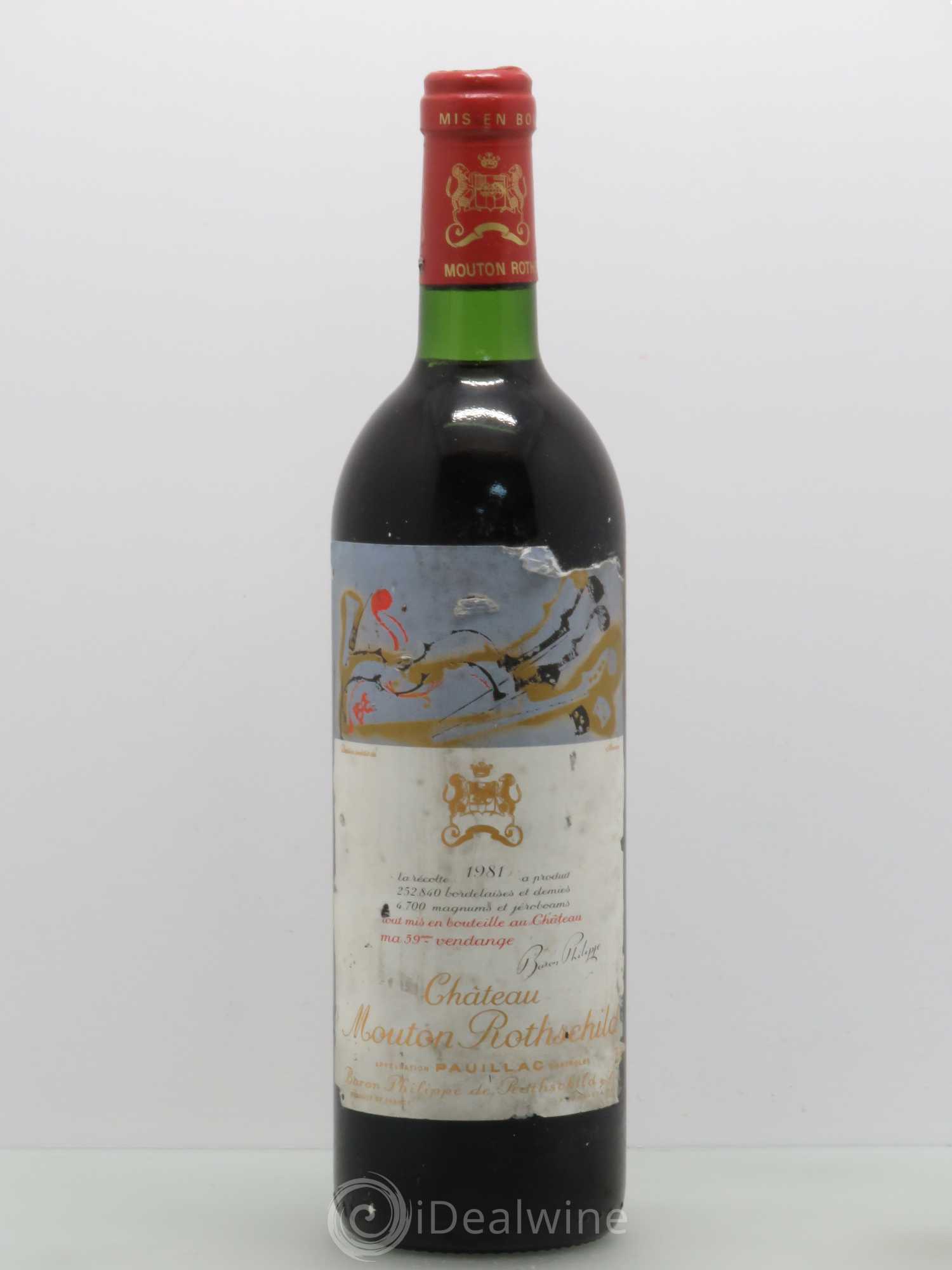 Château Mouton Rothschild 1er Grand Cru Classé 1981 - Lot de 1 bouteille - 0
