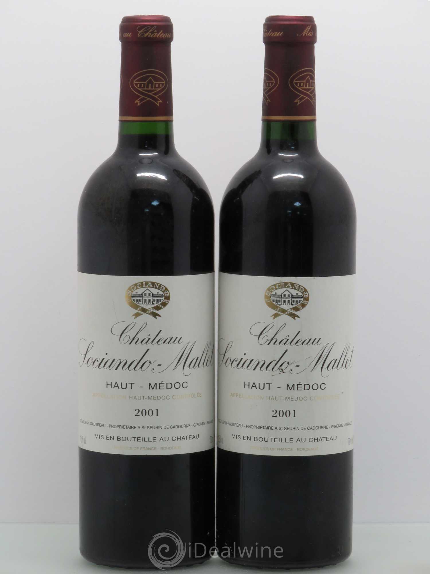 Château Sociando Mallet 2001 - Lot de 2 bouteilles - 0