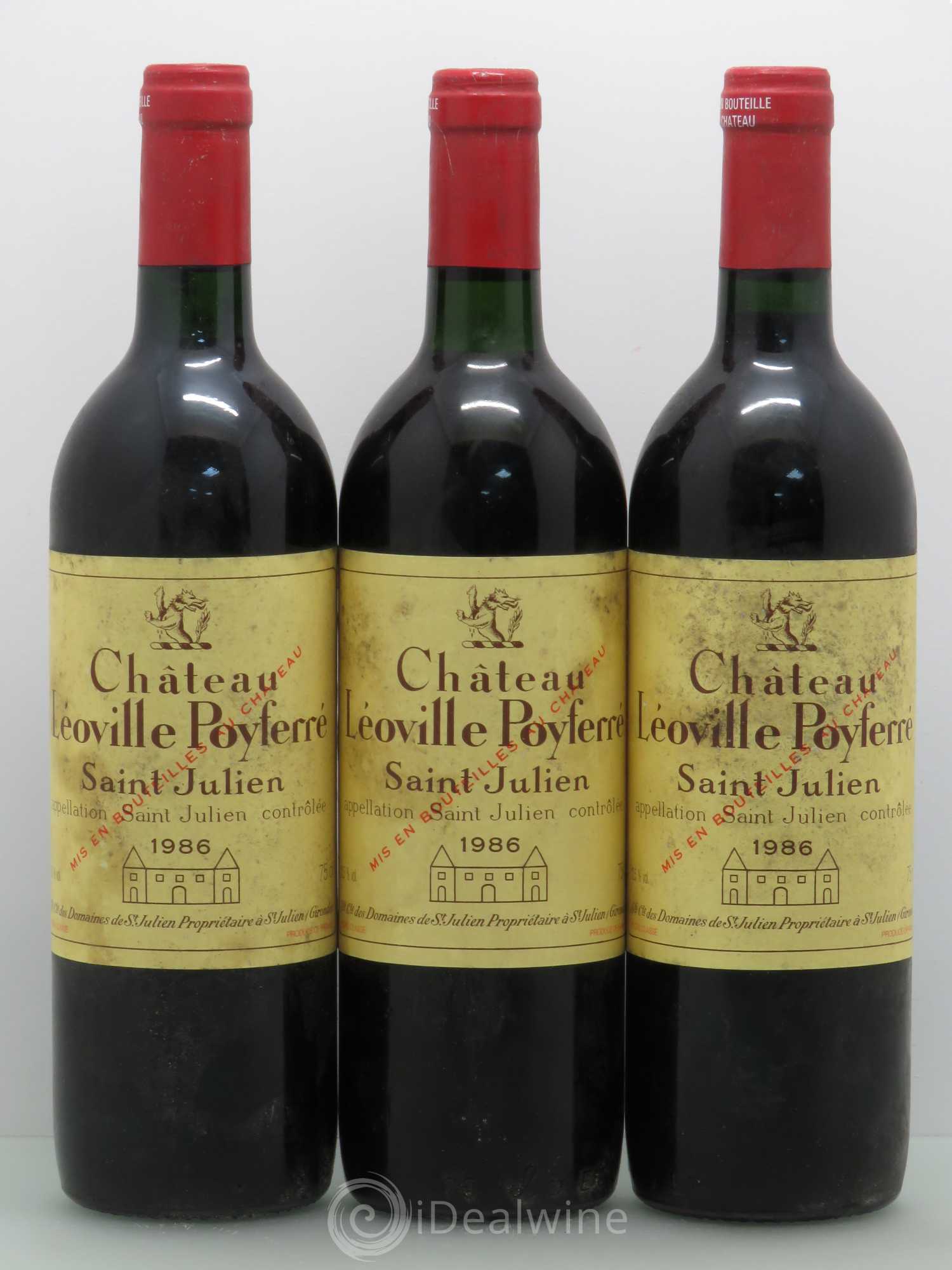 Château Léoville Poyferré 2ème Grand Cru Classé 1986 - Lot de 3 bouteilles - 0