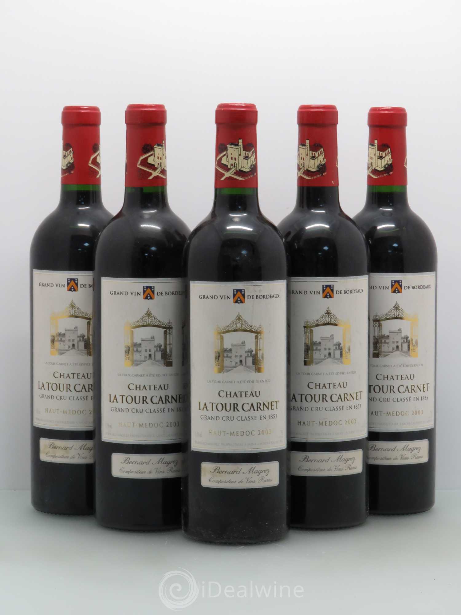 Château la Tour Carnet 4ème Grand Cru Classé 2003 - Lot de 5 bouteilles - 0