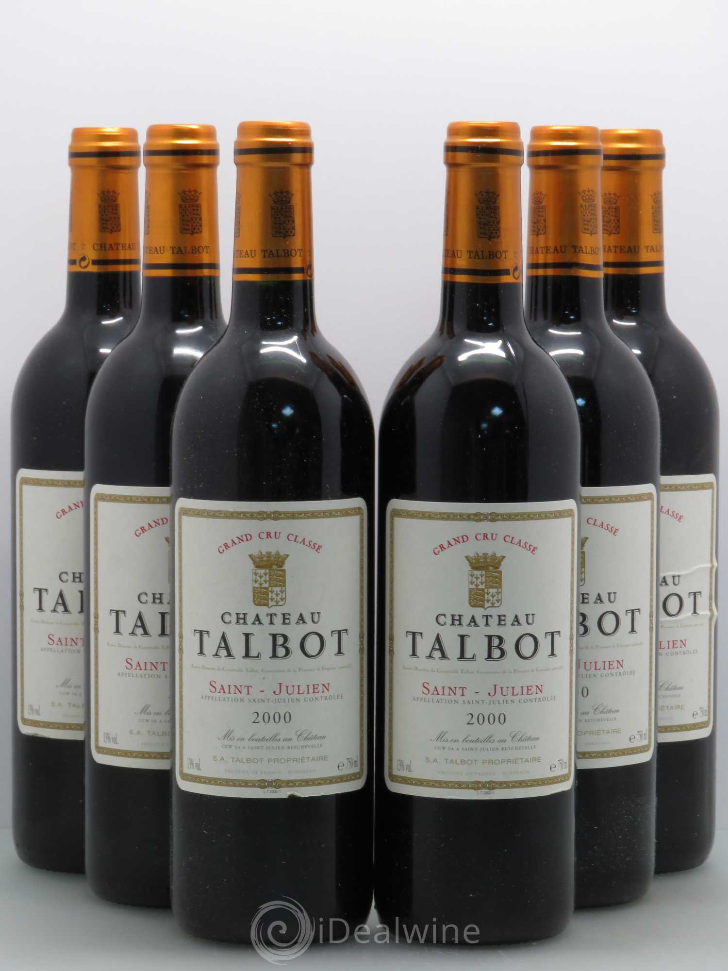 Château Talbot 4ème Grand Cru Classé 2000 - Lot de 6 bouteilles - 0