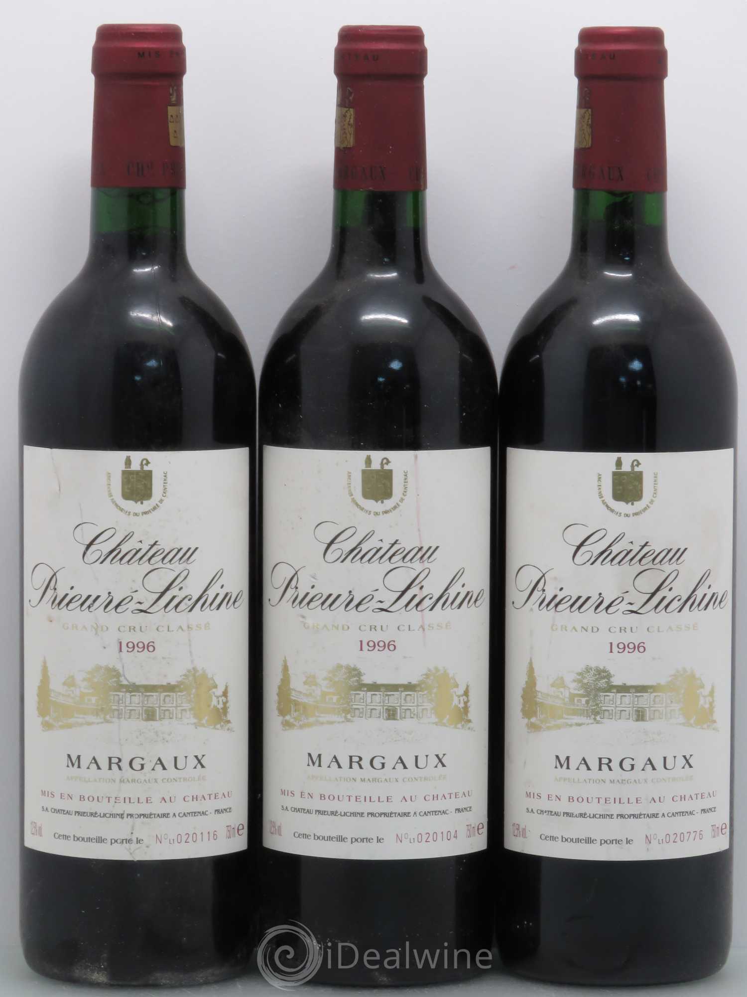 Château Prieuré Lichine 4ème Grand Cru Classé 1996 - Lot de 3 bouteilles - 0