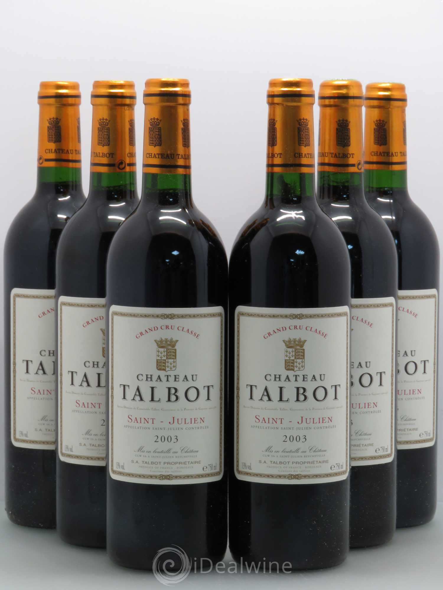 Château Talbot 4ème Grand Cru Classé 2003 - Lot de 6 bouteilles - 0