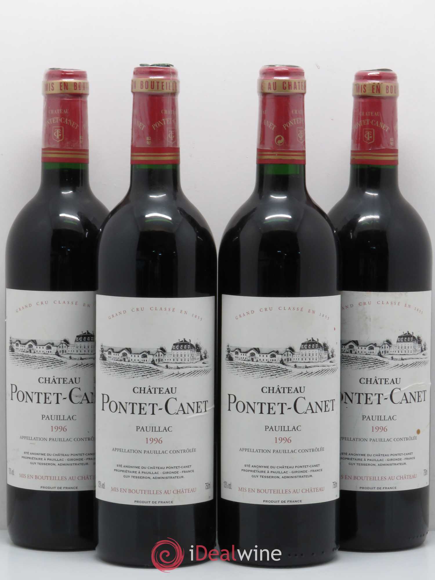 Château Pontet Canet 5ème Grand Cru Classé 1996 - Lot de 4 bouteilles - 0