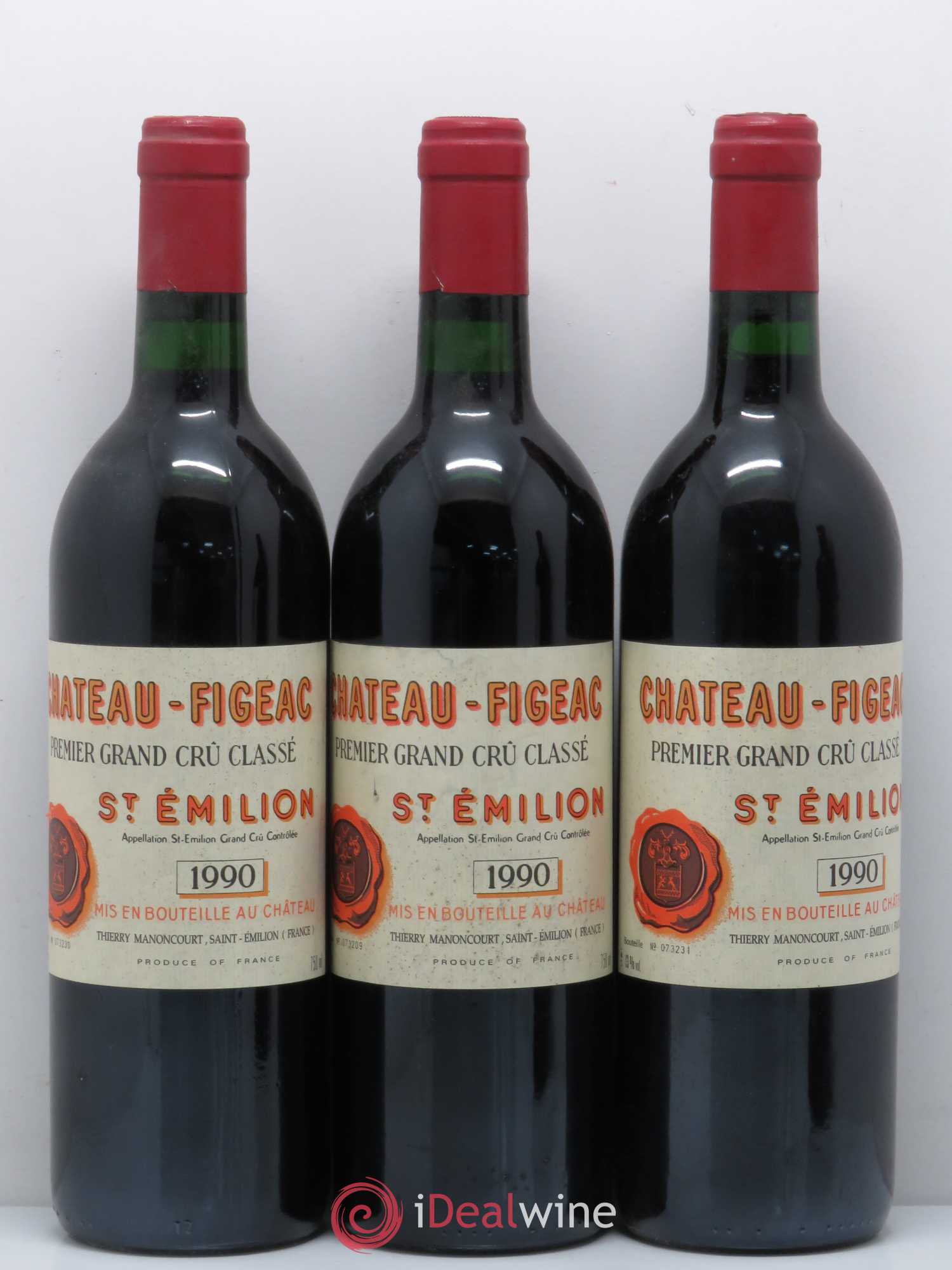 Château Figeac 1er Grand Cru Classé A 1990 - Lot de 3 bouteilles - 0