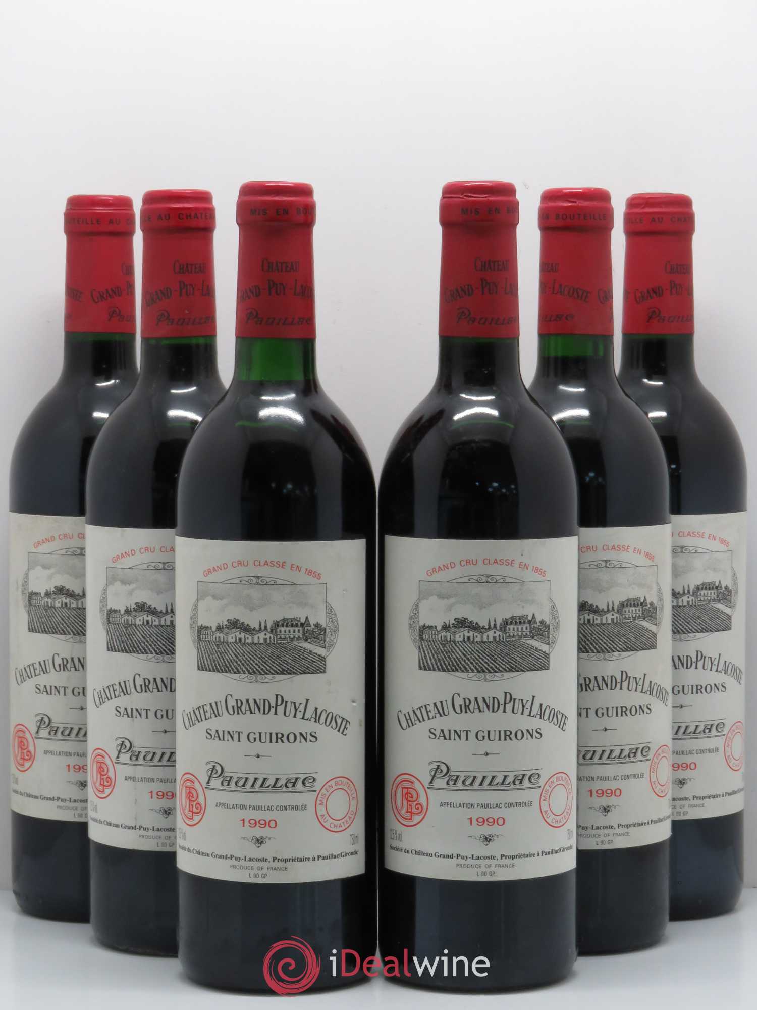 Château Grand Puy Lacoste 5ème Grand Cru Classé 1990 - Lot de 6 bouteilles - 0