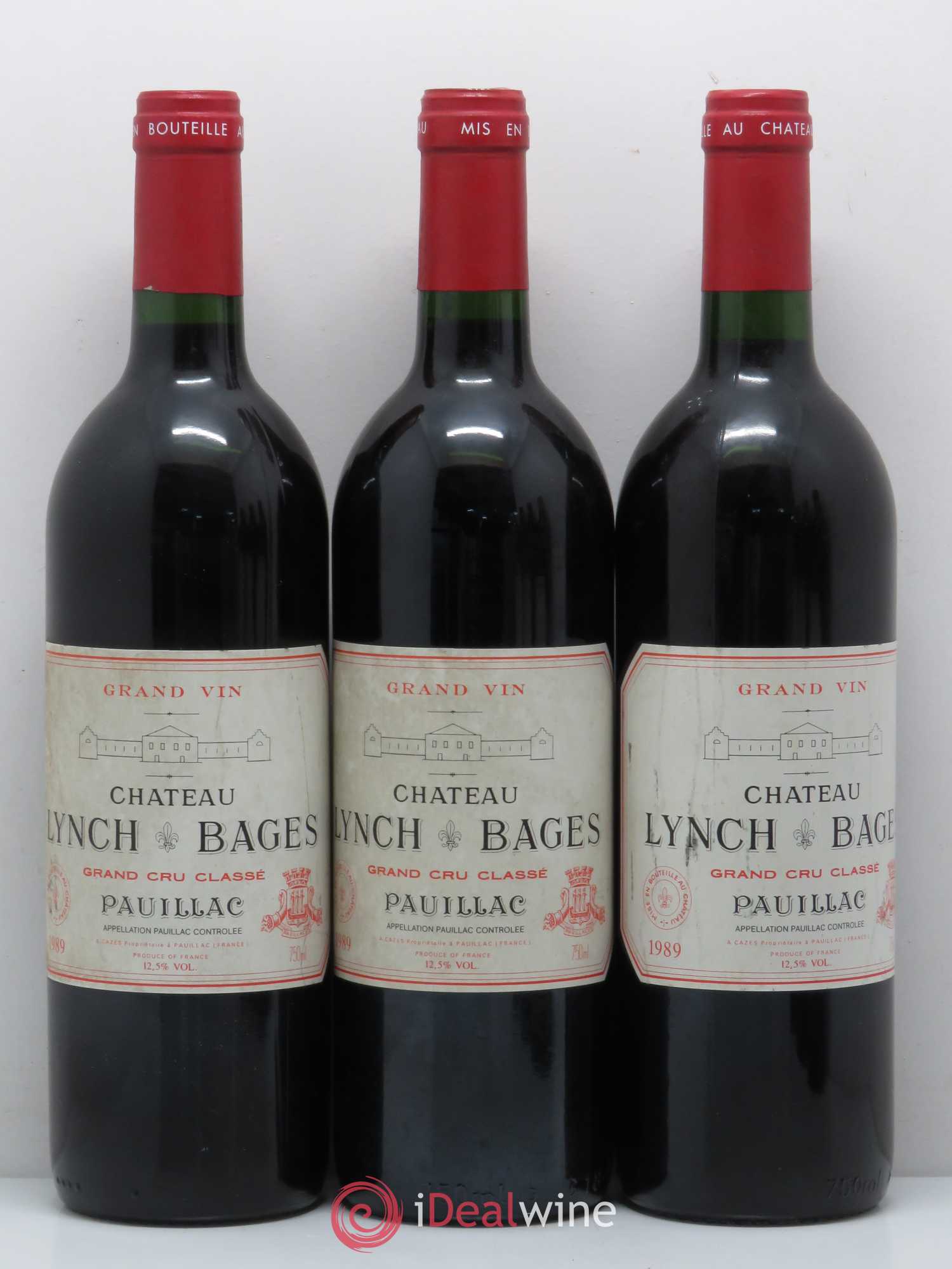 Château Lynch Bages 5ème Grand Cru Classé 1989 - Lot de 3 bouteilles - 0