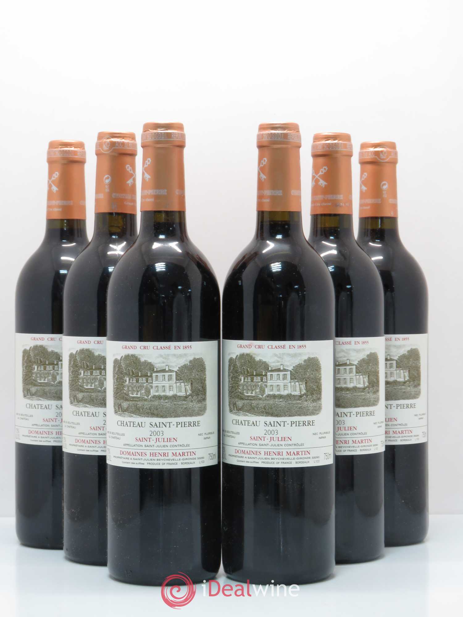 Château Saint-Pierre 4ème Grand Cru Classé 2003 - Lot de 6 bouteilles - 0